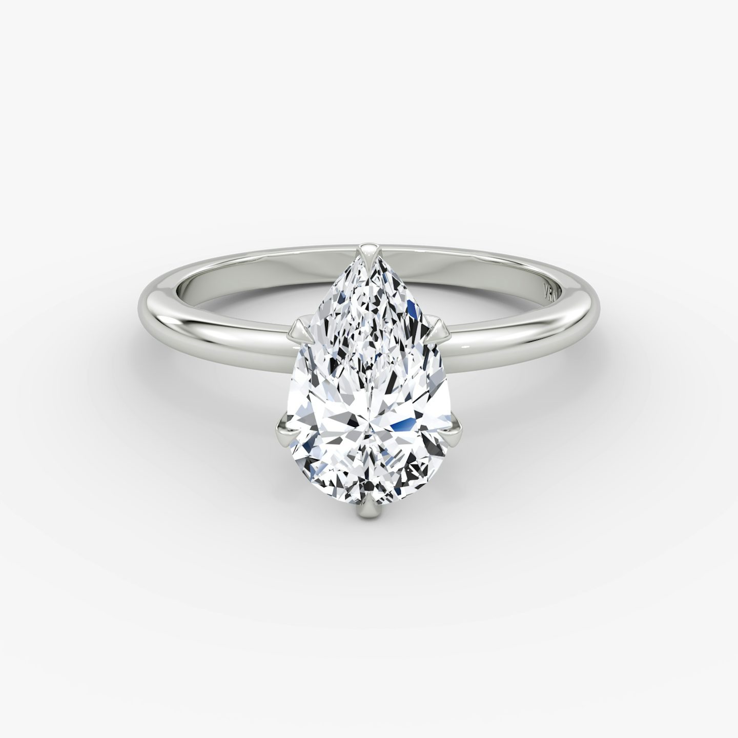 The V | Pear | Platinum | Band: Plain | Diamond orientation: vertical | Carat weight: See full inventory