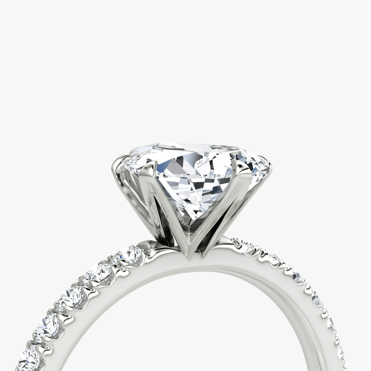 The V | Pear | Platinum | Band: Pavé | Diamond orientation: vertical | Carat weight: See full inventory