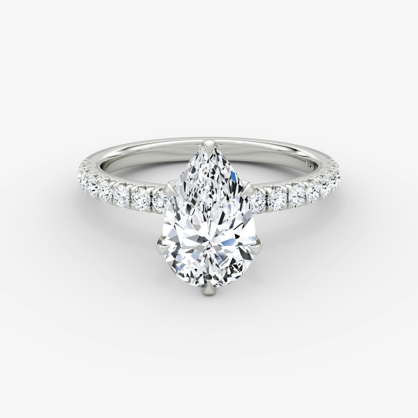 The V | Pear | 18k | 18k White Gold | Band: Pavé | Diamond orientation: vertical | Carat weight: See full inventory