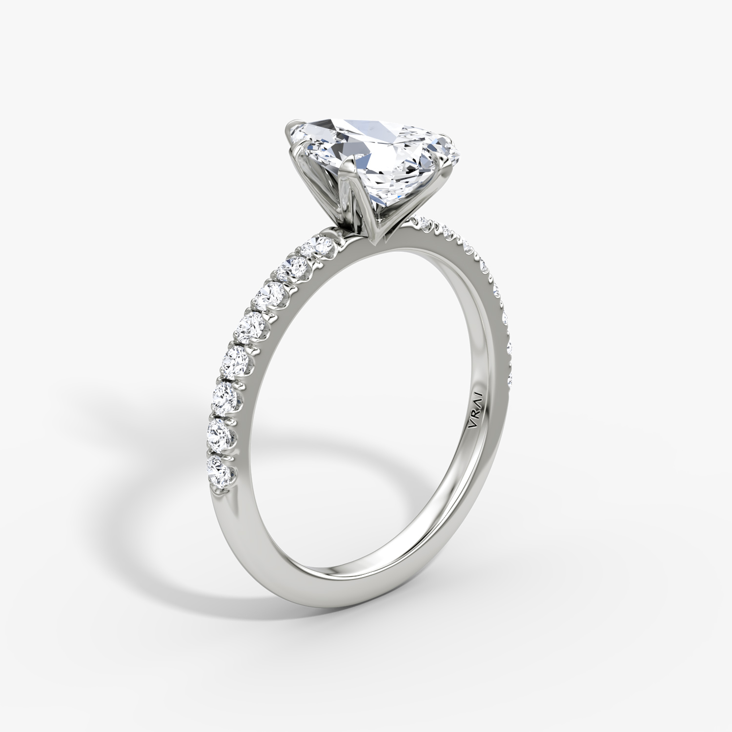 V Pear Engagement Ring | 18k White Gold