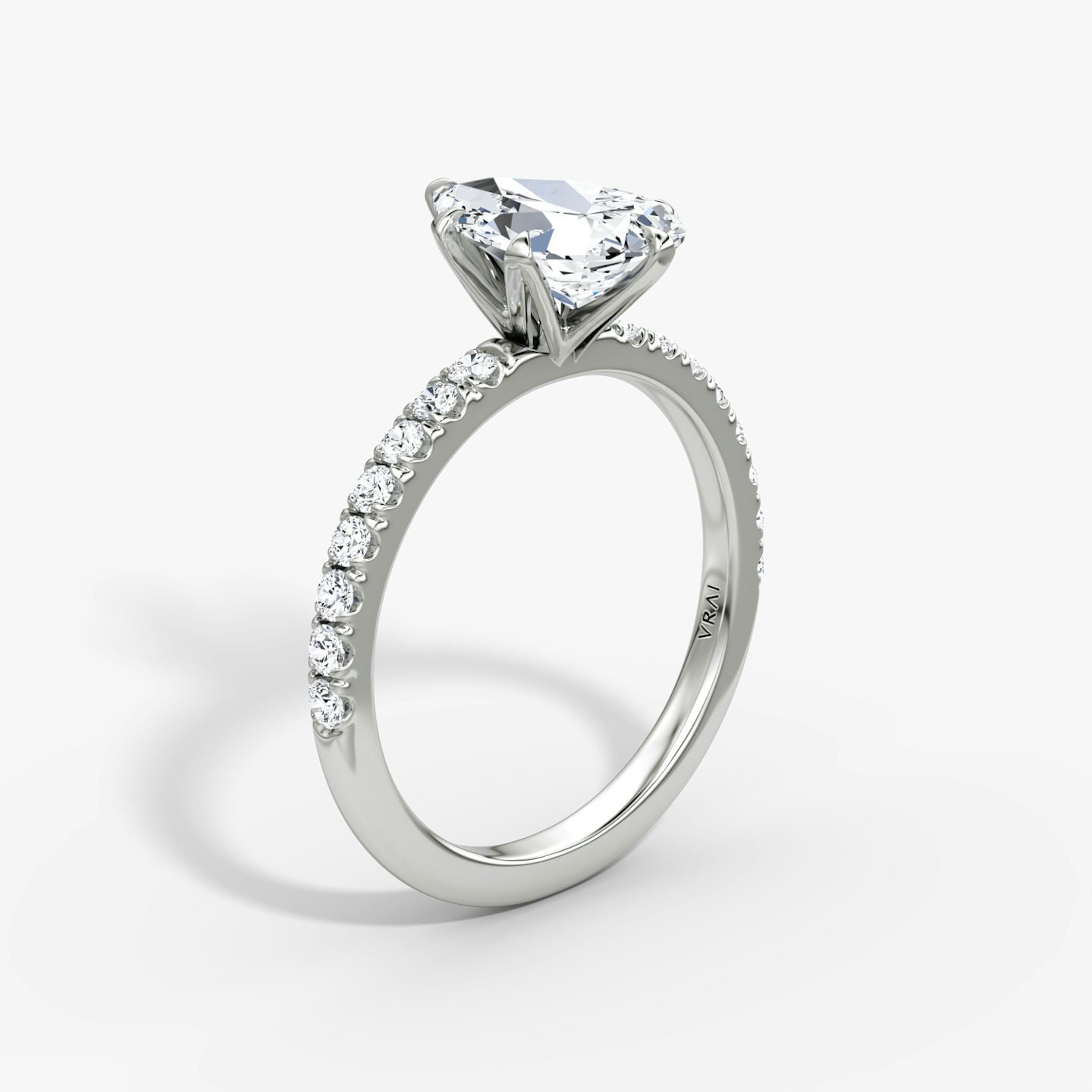 The V | Pear | 18k | 18k White Gold | Band: Pavé | Diamond orientation: vertical | Carat weight: See full inventory