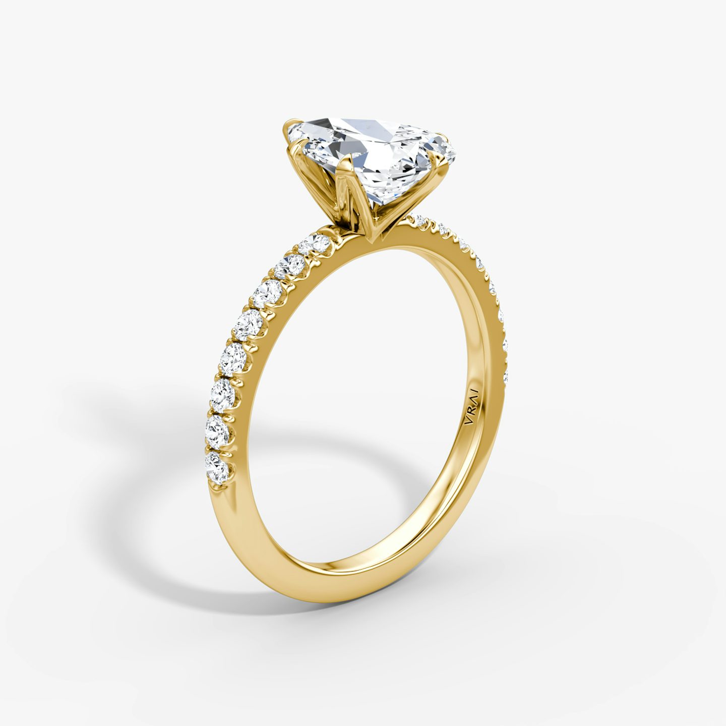 The V | Pear | 18k | 18k Yellow Gold | Band: Pavé | Diamond orientation: vertical | Carat weight: See full inventory
