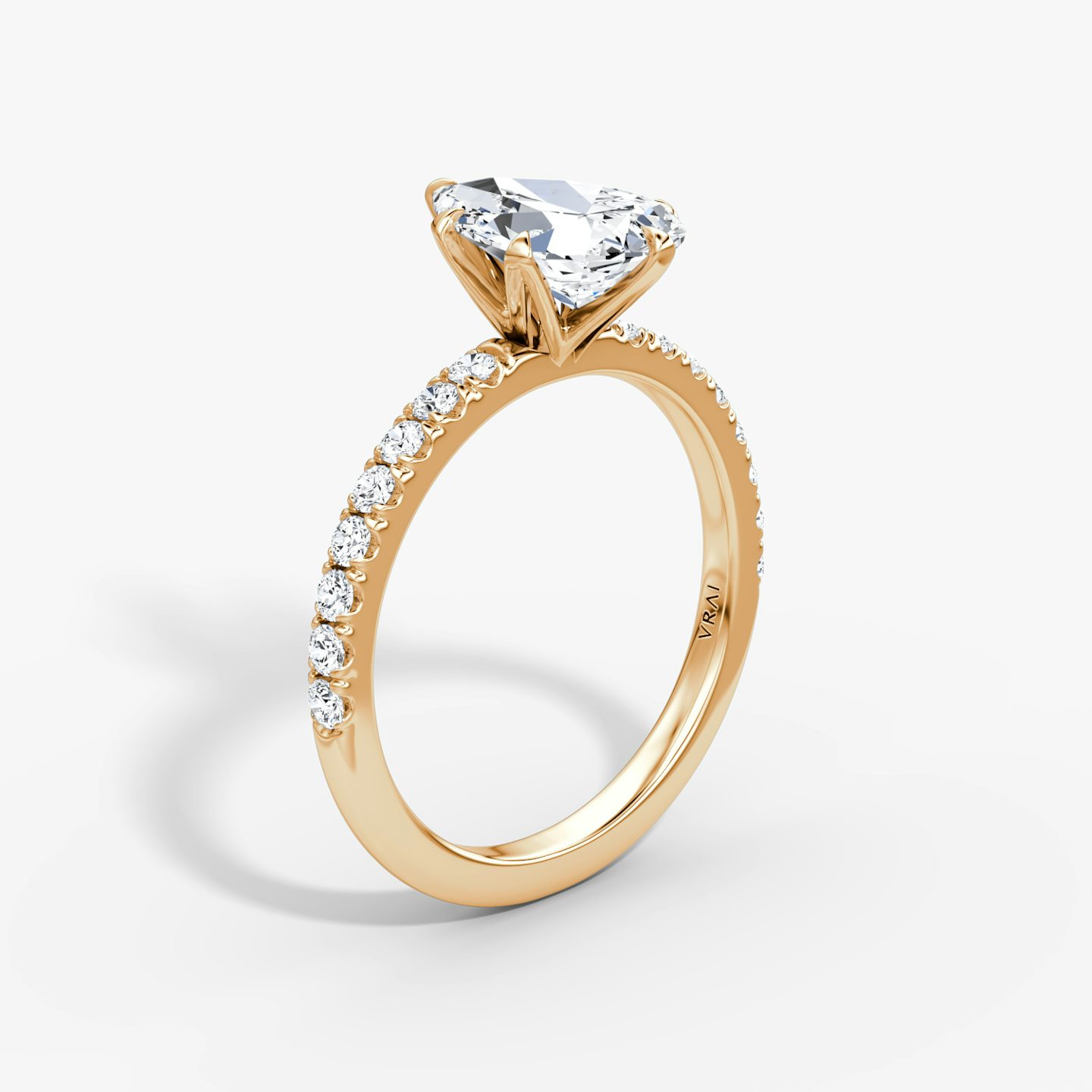 The V | Pear | 14k | 14k Rose Gold | Band: Pavé | Diamond orientation: vertical | Carat weight: See full inventory