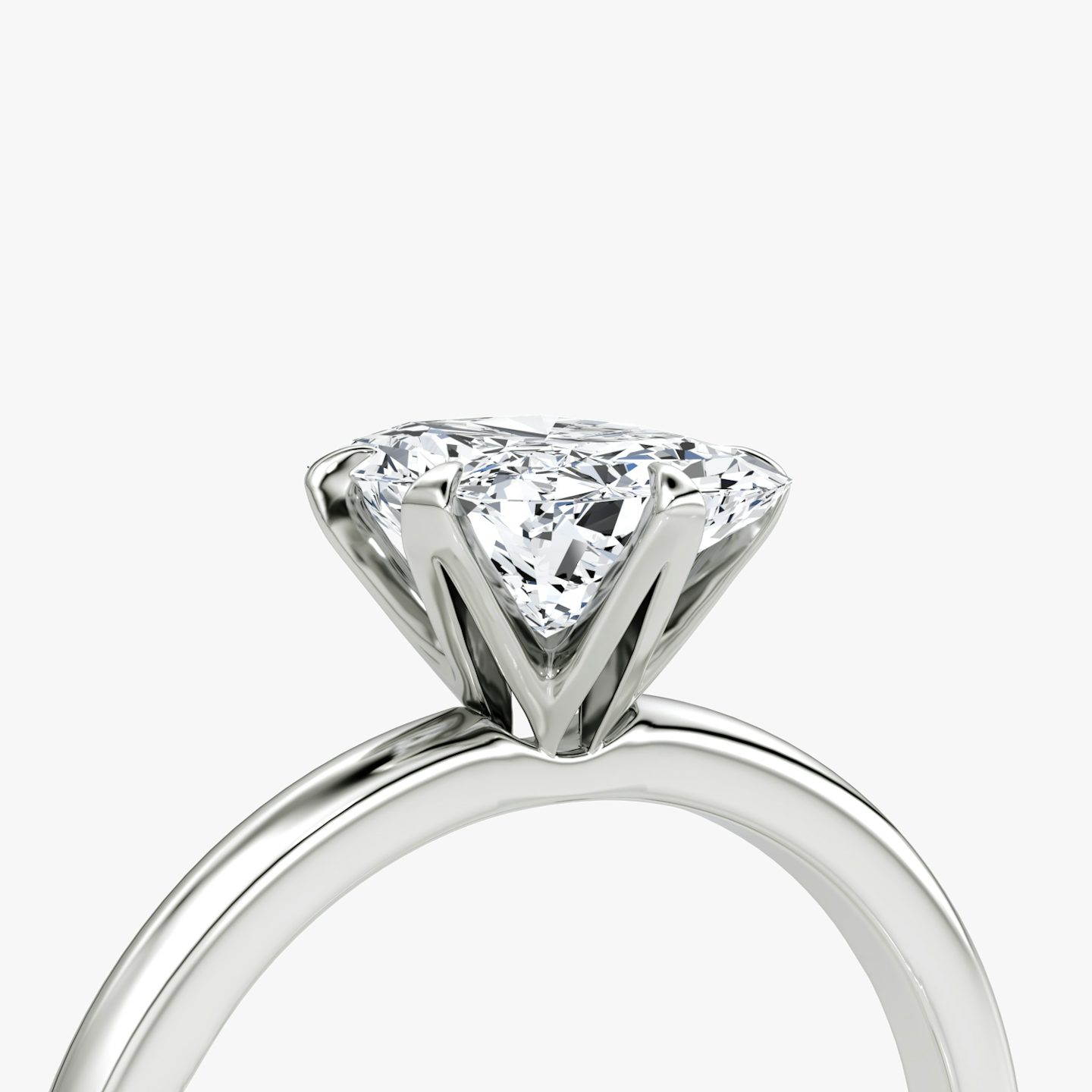 The V | Radiant | Platinum | Band: Plain | Diamond orientation: vertical | Carat weight: See full inventory