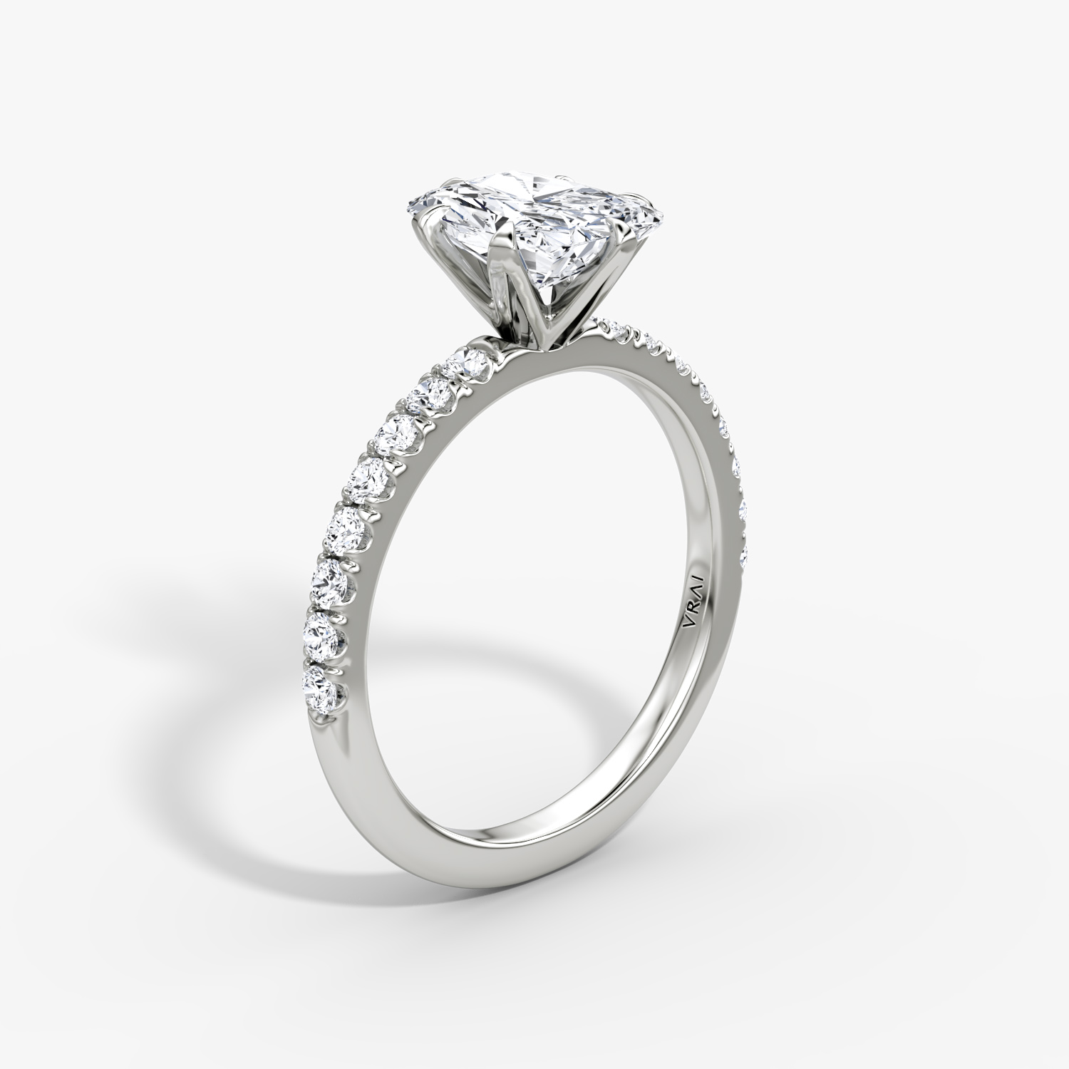V Radiant Engagement Ring | 18k White Gold
