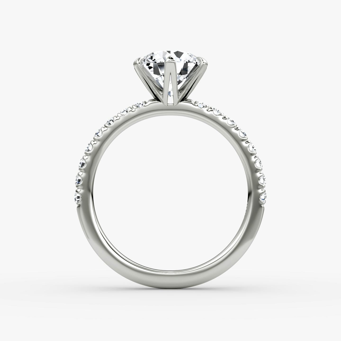 The V | Round Brilliant | 18k | 18k White Gold | Band: Pavé | Carat weight: See full inventory | Diamond orientation: vertical