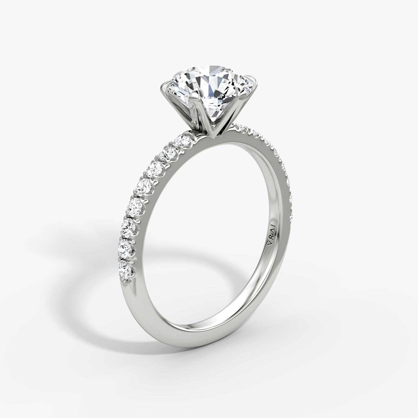 The V | Round Brilliant | 18k | 18k White Gold | Band: Pavé | Carat weight: See full inventory | Diamond orientation: vertical