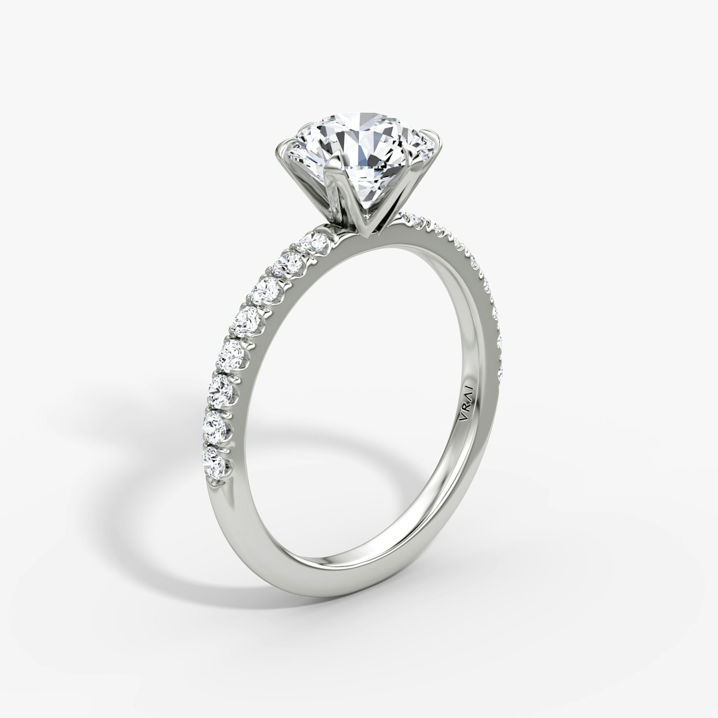 The V | Round Brilliant | Platinum | Band: Pavé | Carat weight: See full inventory | Diamond orientation: vertical