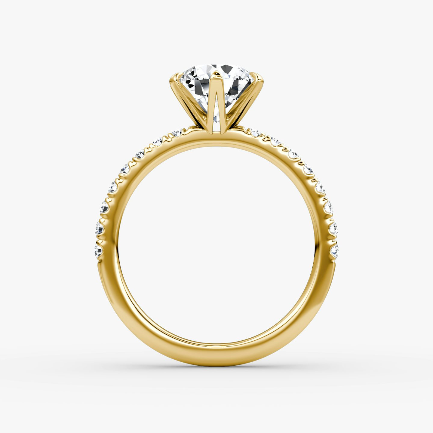 The V | Round Brilliant | 18k | 18k Yellow Gold | Band: Pavé | Carat weight: See full inventory | Diamond orientation: vertical