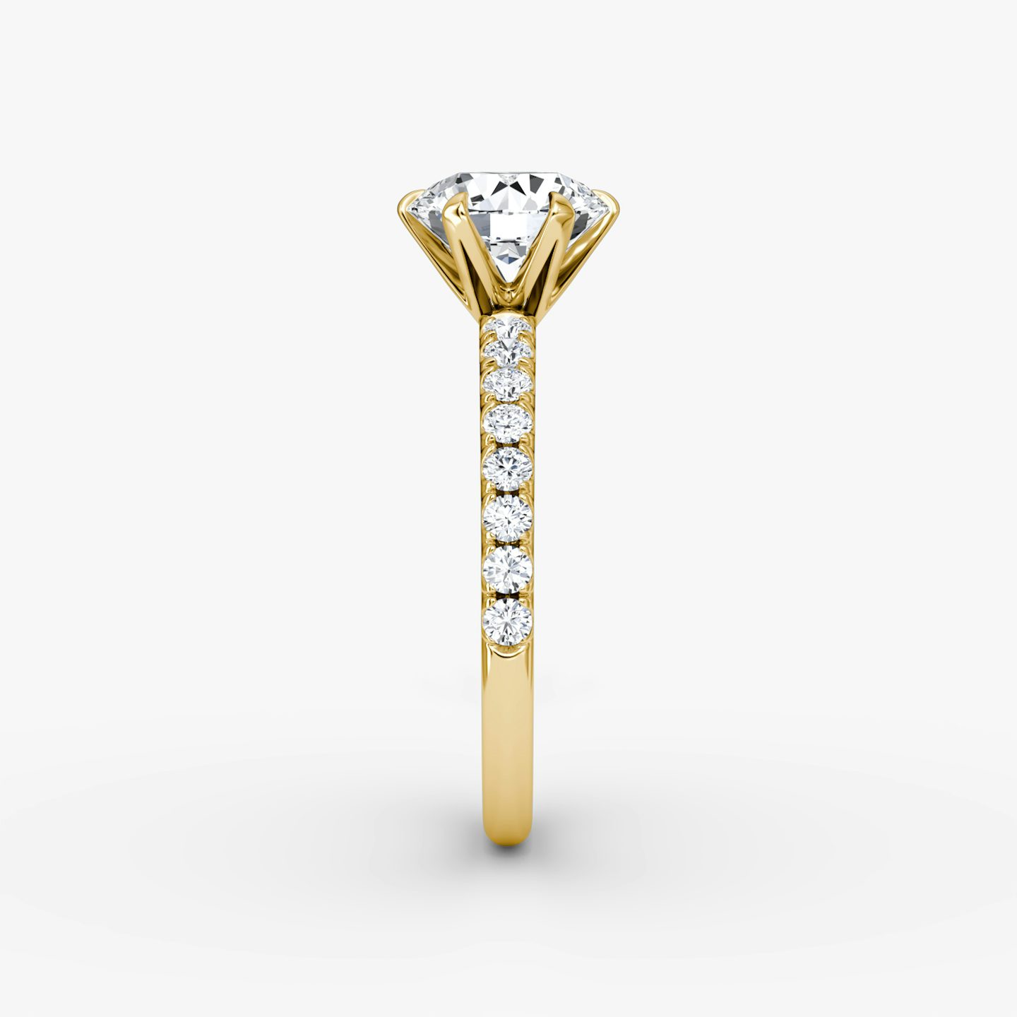 The V | Round Brilliant | 18k | 18k Yellow Gold | Band: Pavé | Carat weight: See full inventory | Diamond orientation: vertical