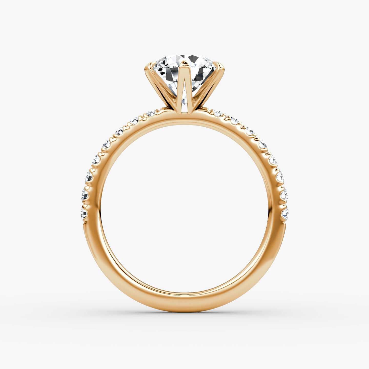 The V | Round Brilliant | 14k | 14k Rose Gold | Band: Pavé | Carat weight: See full inventory | Diamond orientation: vertical