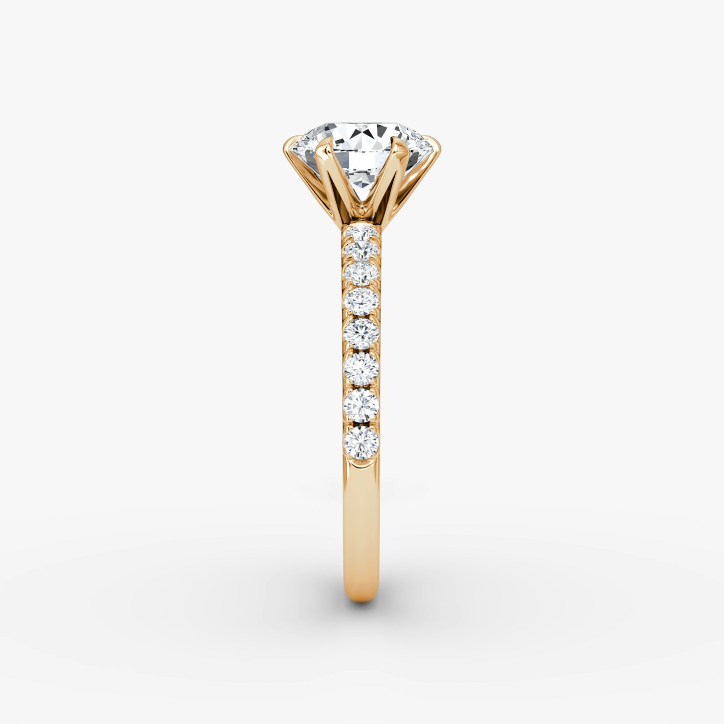 The V | Round Brilliant | 14k | 14k Rose Gold | Band: Pavé | Carat weight: 1½ | Diamond orientation: vertical