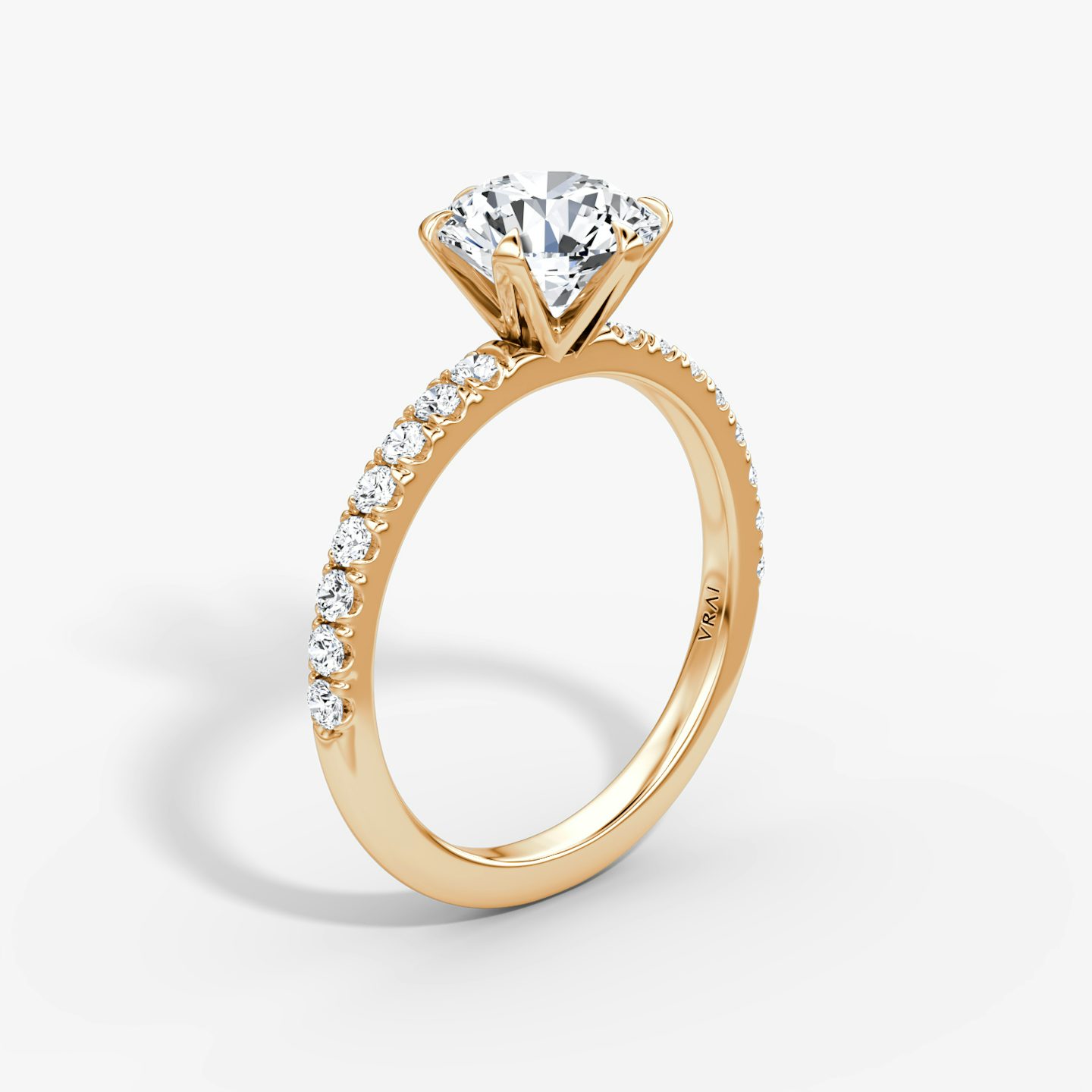 The V | Round Brilliant | 14k | 14k Rose Gold | Band: Pavé | Carat weight: See full inventory | Diamond orientation: vertical