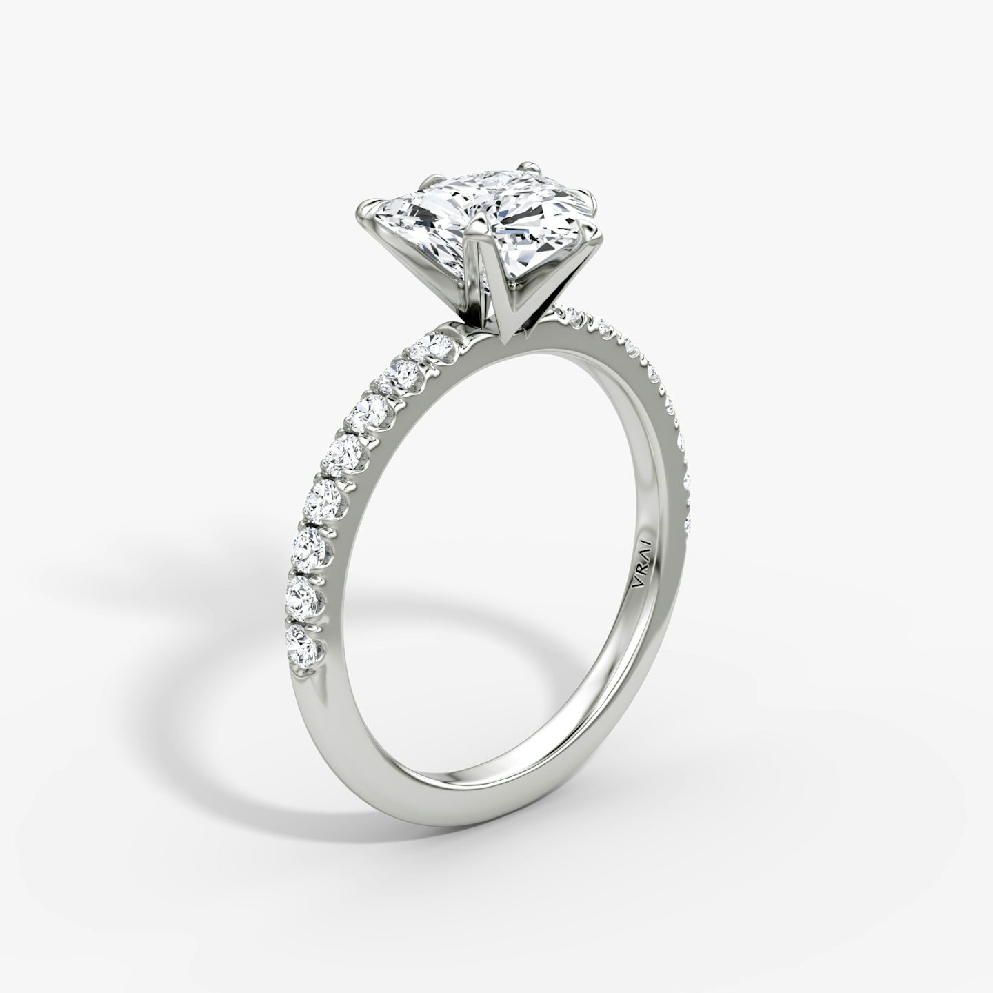 The V | Trillion | Platinum | Band: Pavé | Diamond orientation: vertical | Carat weight: See full inventory