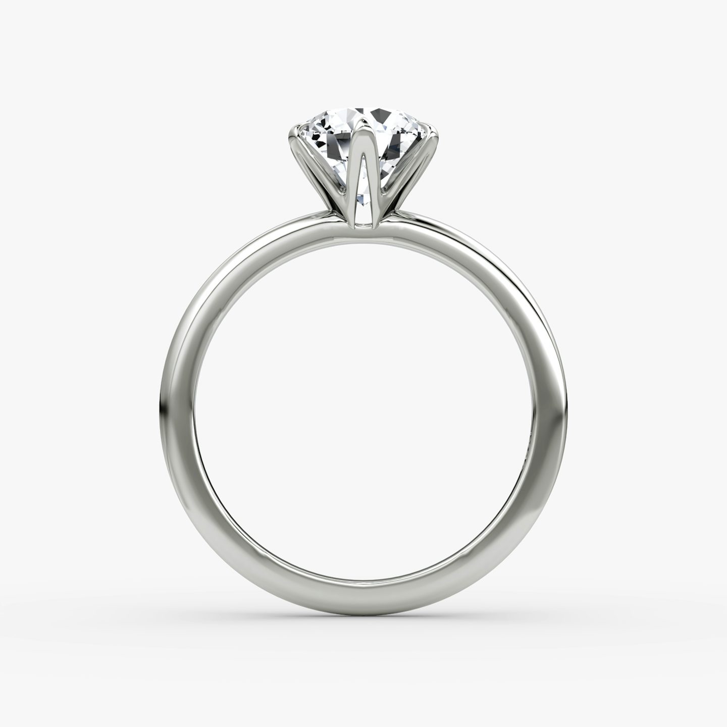 V | Rond Brillant | 18k | Or blanc 18 carats | Anneau: Simple | Poids en carats: 1 | Orientation du diamant: vertical