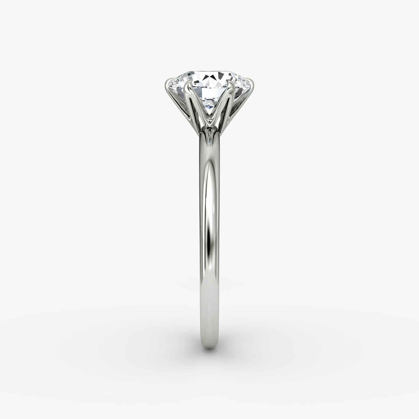 The V | Round Brilliant | Platinum | Band: Plain | Carat weight: See full inventory | Diamond orientation: vertical