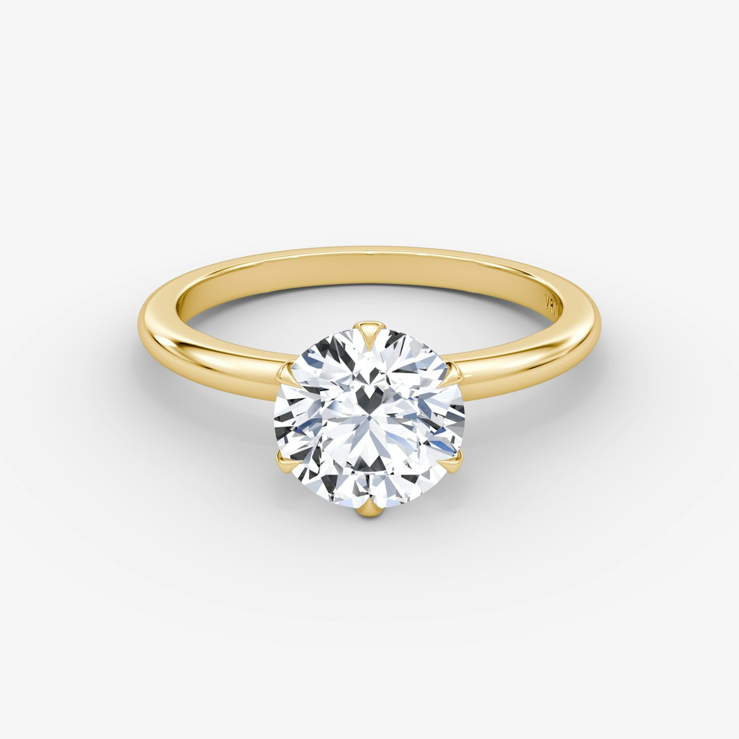 V | Rond Brillant | 18k | Or jaune 18 carats | Anneau: Simple | Poids en carats: Voir le stock total | Orientation du diamant: vertical