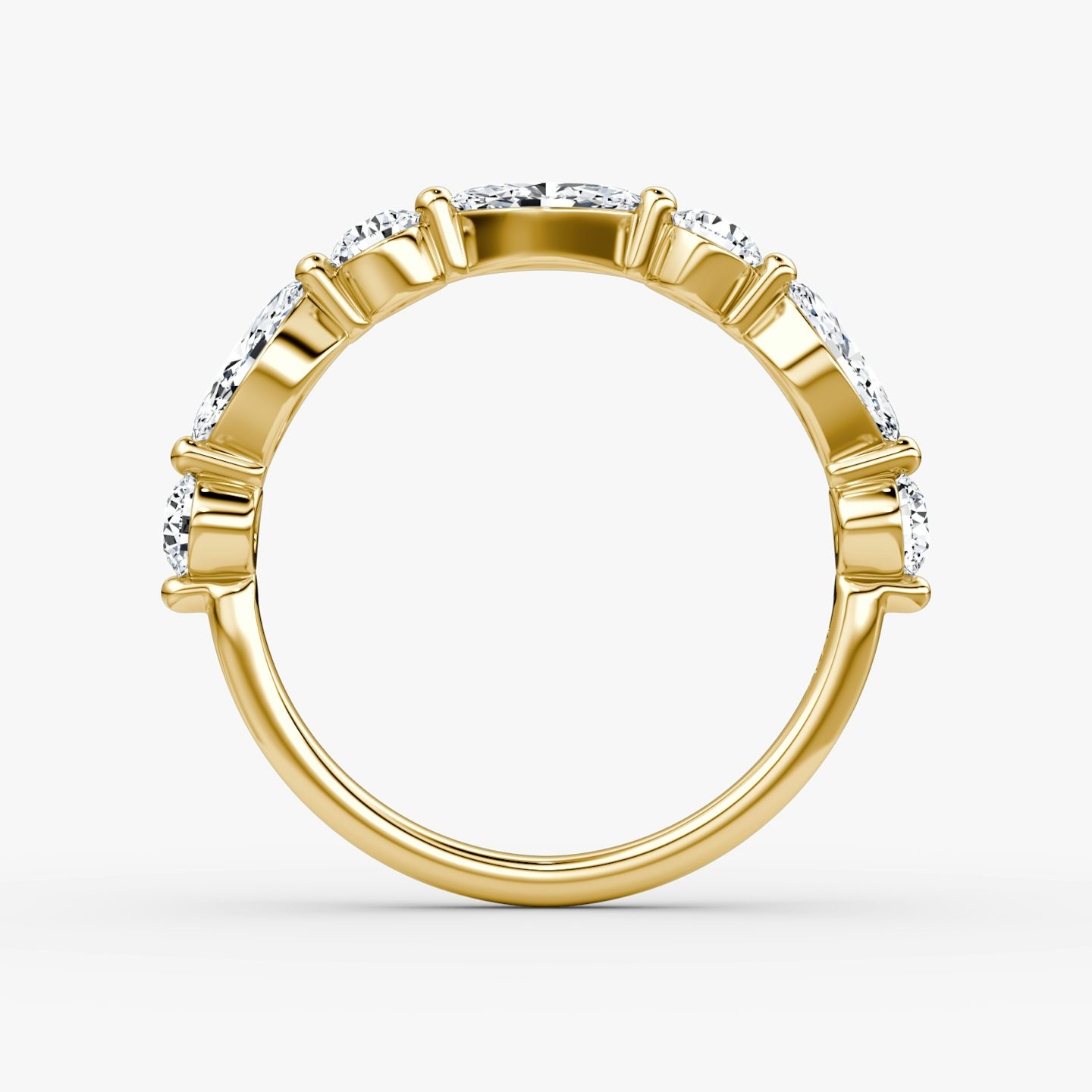 The Mixed Shape Single Shared Prong Band | round-brilliant+marquise | 18k | 18k Yellow Gold