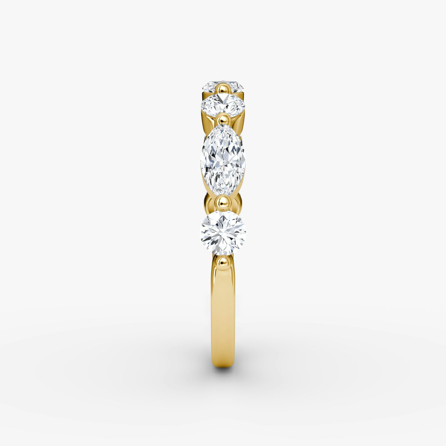 The Mixed Shape Single Shared Prong Band | round-brilliant+marquise | 18k | 18k Yellow Gold
