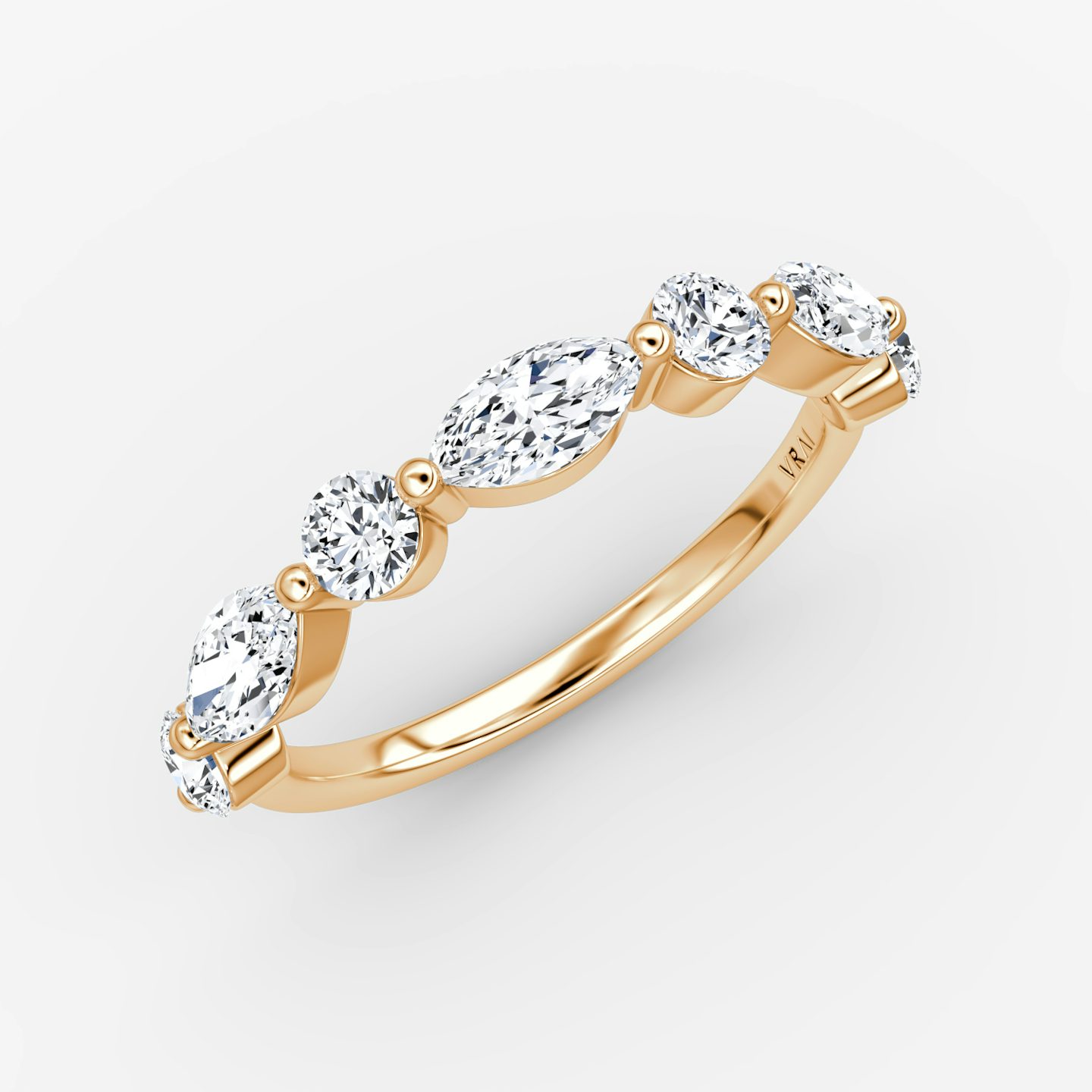 Bague Mixte Single Shared Prong | round-brilliant+marquise | 14k | Or rose 14 carats