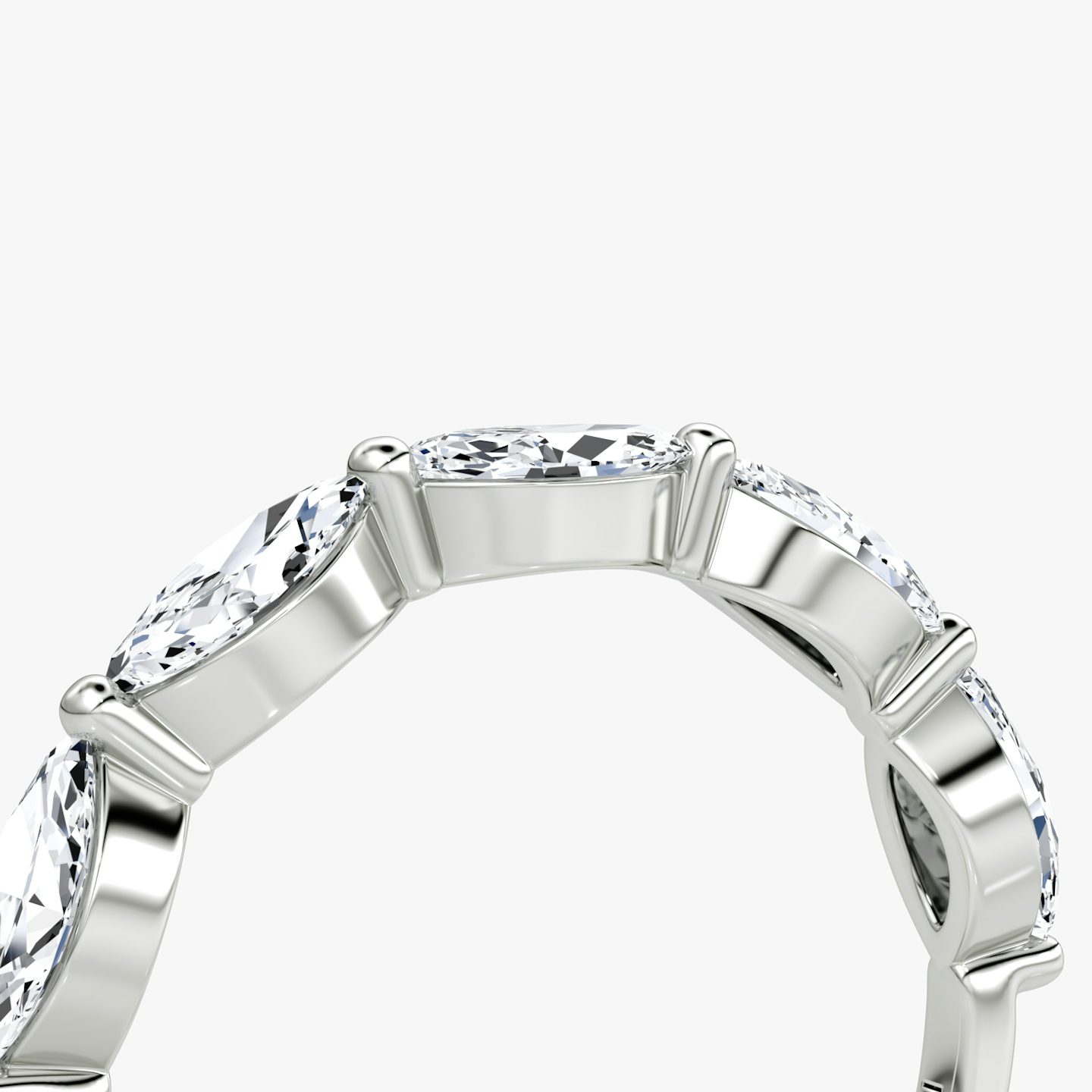 The Single Shared Prong Marquise Band | Pavé Marquise | Platinum
