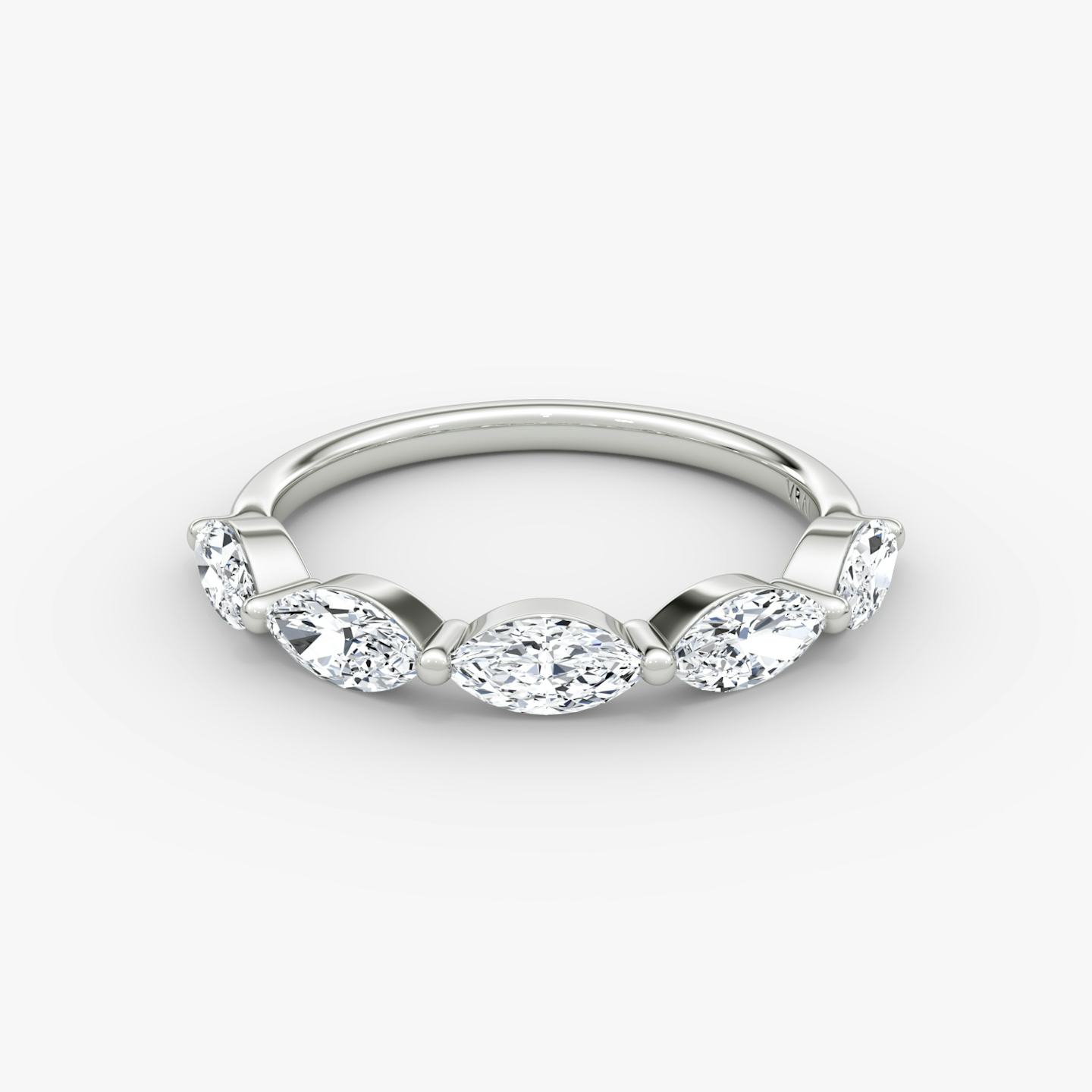 The Single Shared Prong Marquise Band | Pavé Marquise | 18k | 18k White Gold