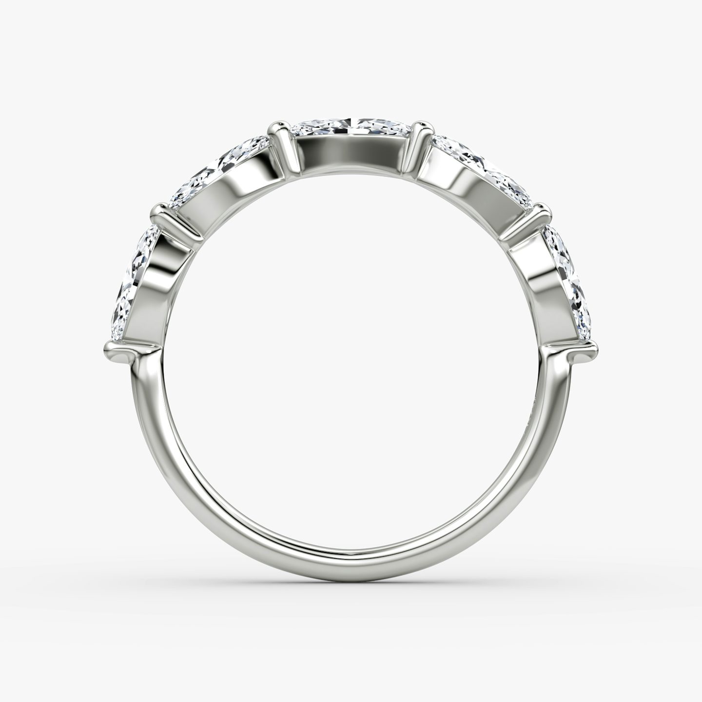 The Single Shared Prong Marquise Band | Pavé Marquise | Platinum