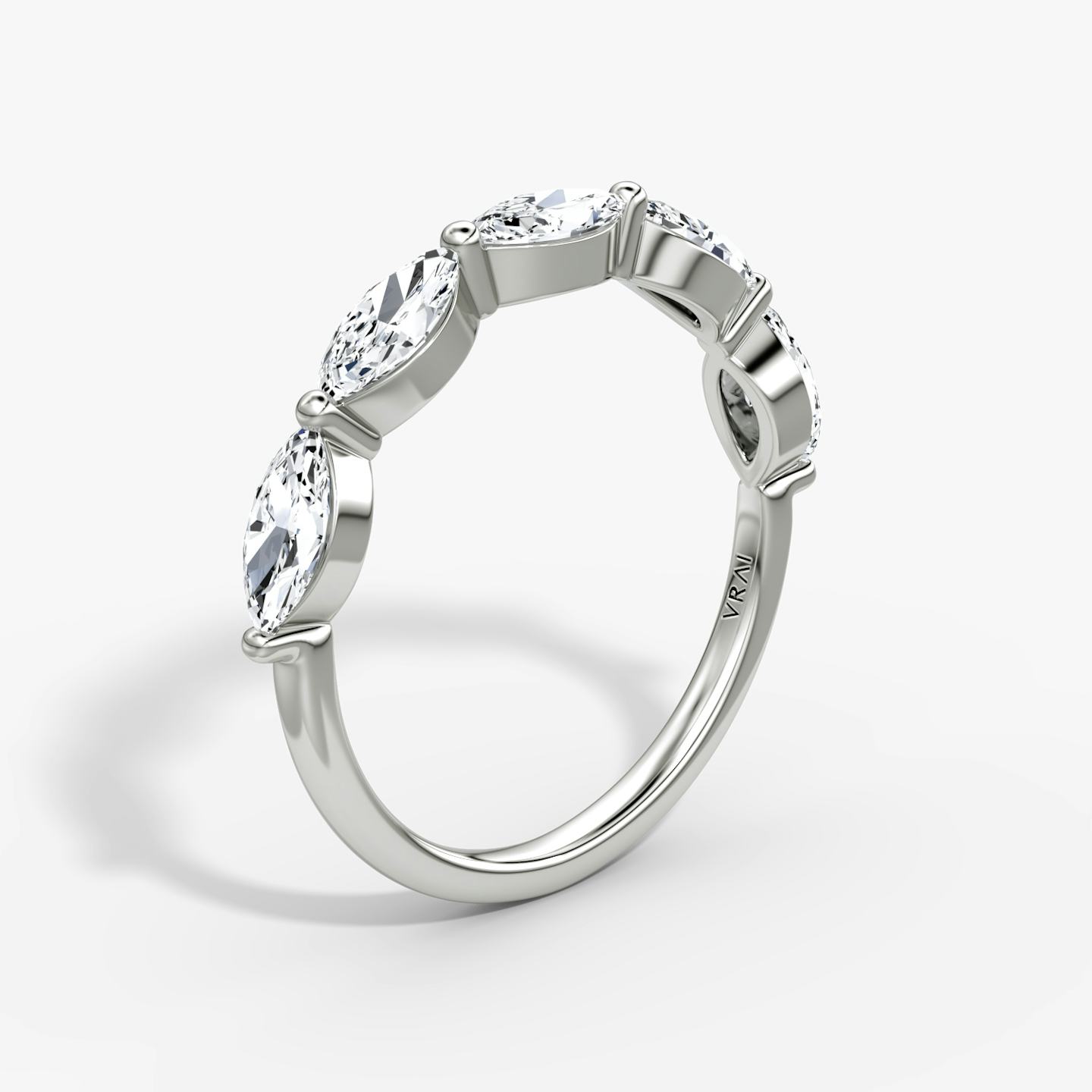 Marquise Single Shared Prong Ehering | Pavé Marquise | 18k | 18k Weißgold