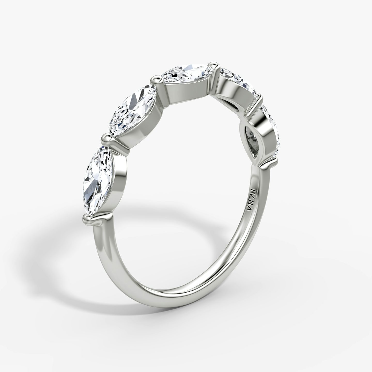 Marquise Single Shared Prong Ehering | Pavé Marquise | Platin