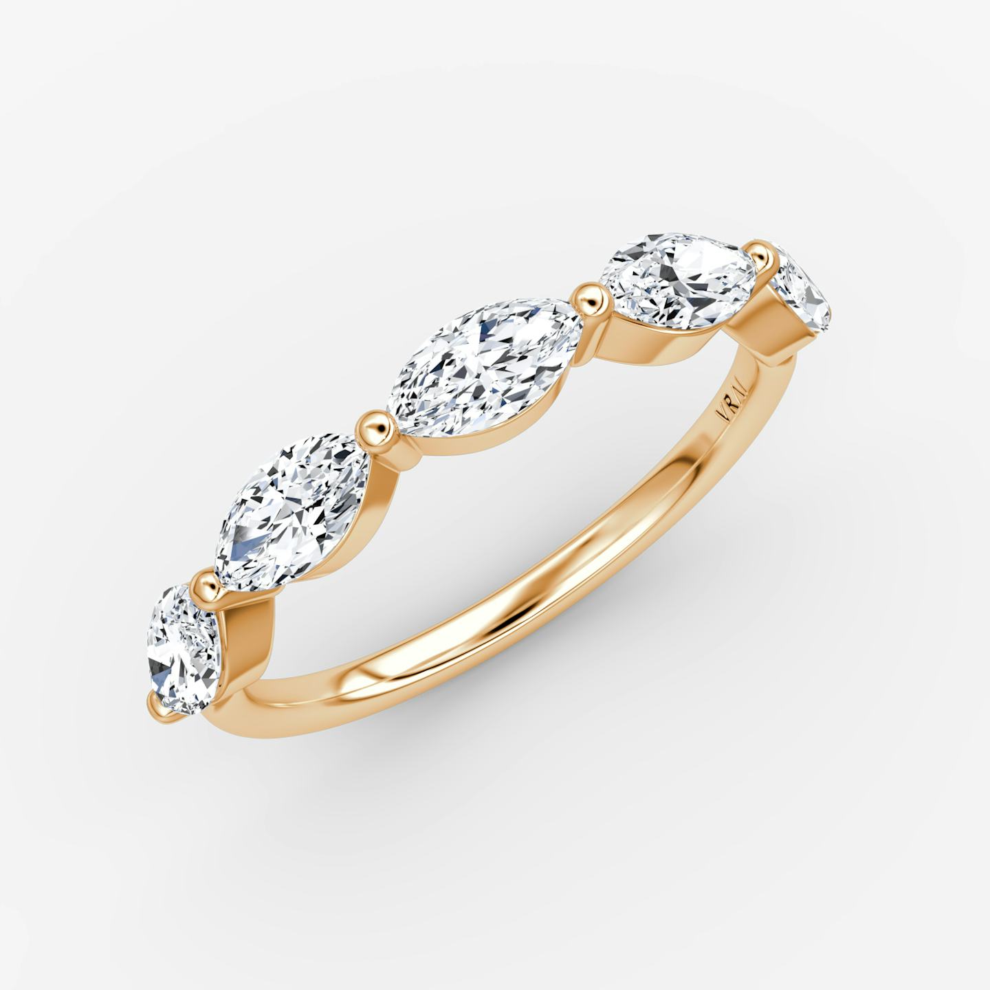 The Single Shared Prong Marquise Band | Pavé Marquise | 14k | 14k Rose Gold