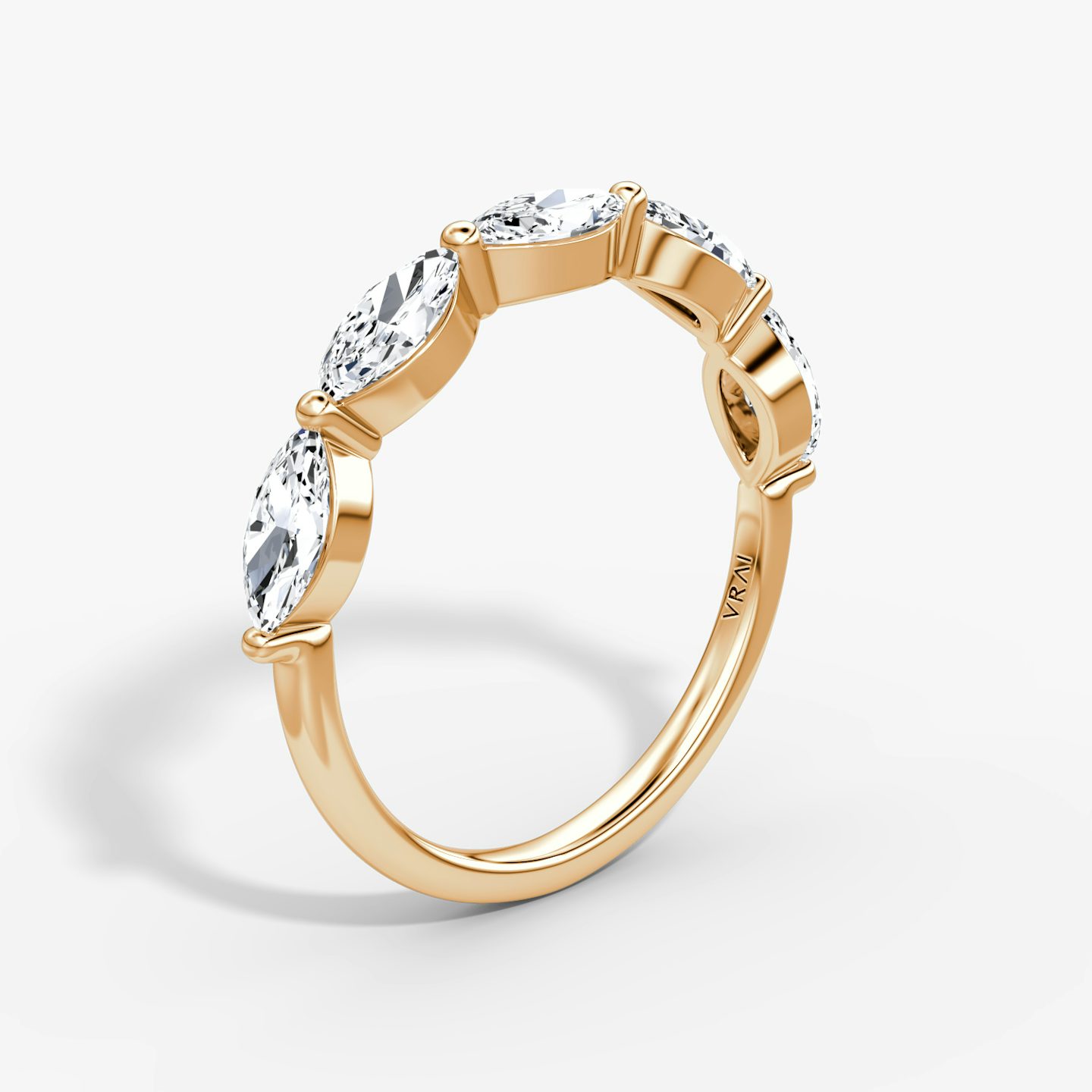 The Single Shared Prong Marquise Band | Pavé Marquise | 14k | 14k Rose Gold