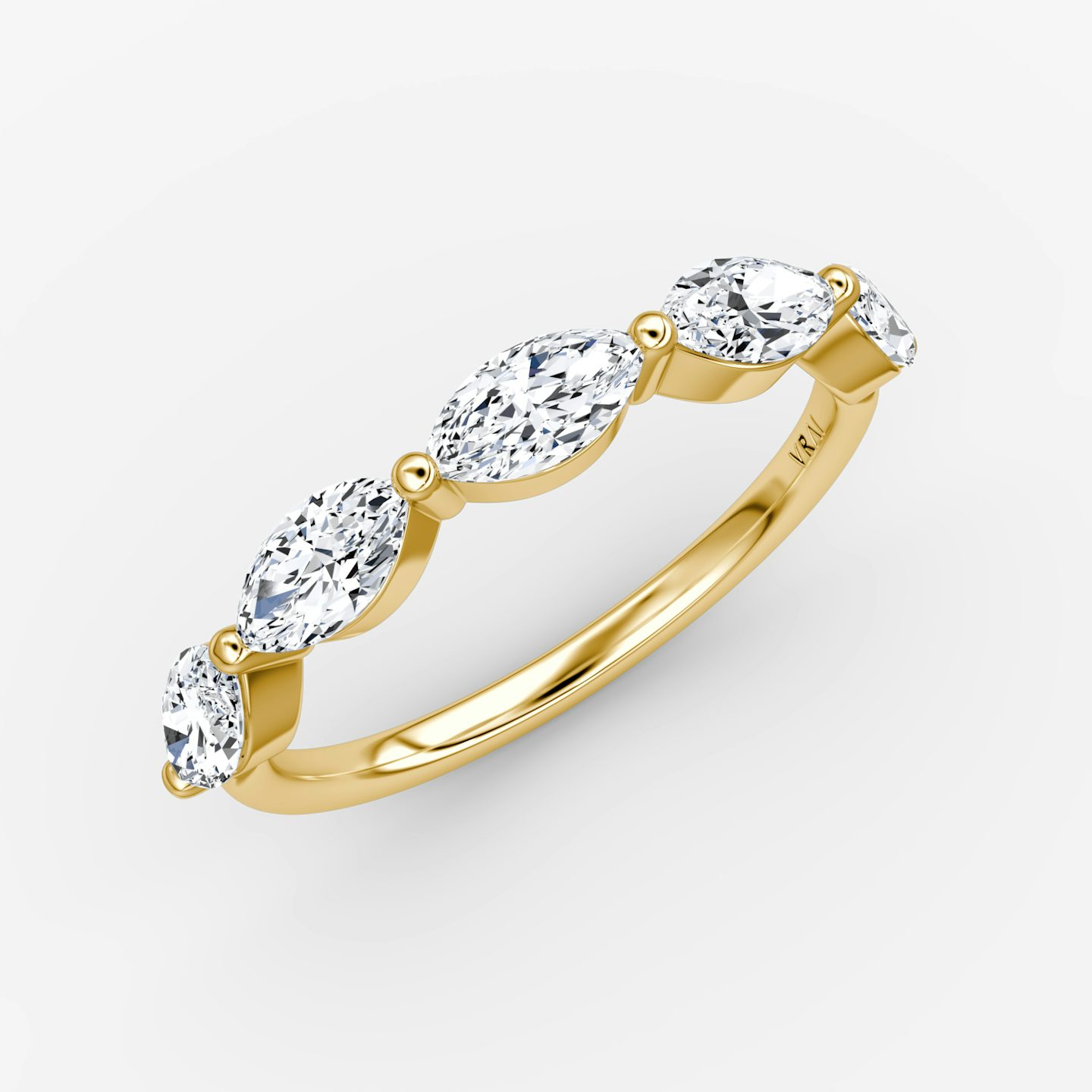 The Single Shared Prong Marquise Band | Pavé Marquise | 18k | 18k Yellow Gold