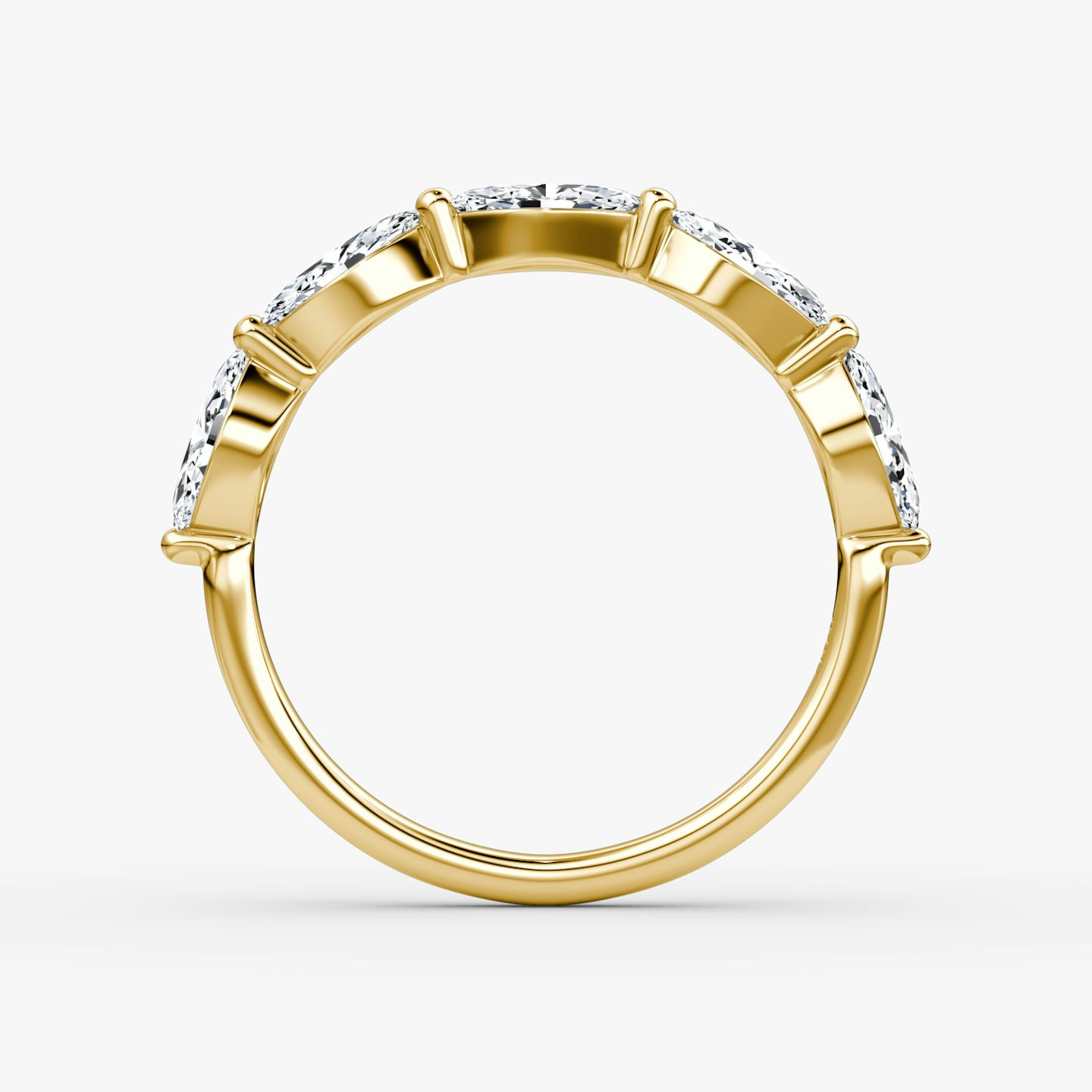 The Single Shared Prong Marquise Band | Pavé Marquise | 18k | 18k Yellow Gold