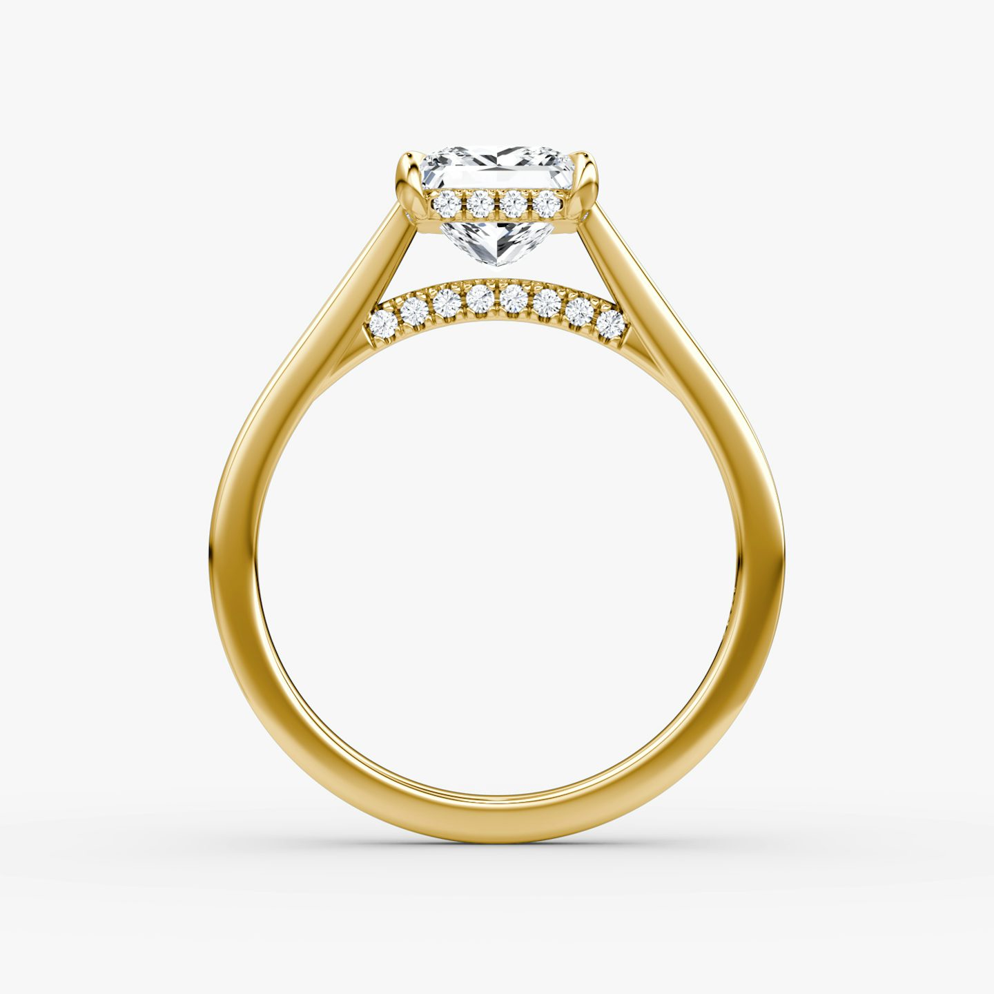Bague de fiançailles Pavé Bridge | Princesse | 18k | Or jaune 18 carats | Anneau: Simple | Orientation du diamant: vertical | Poids en carats: Voir le stock total