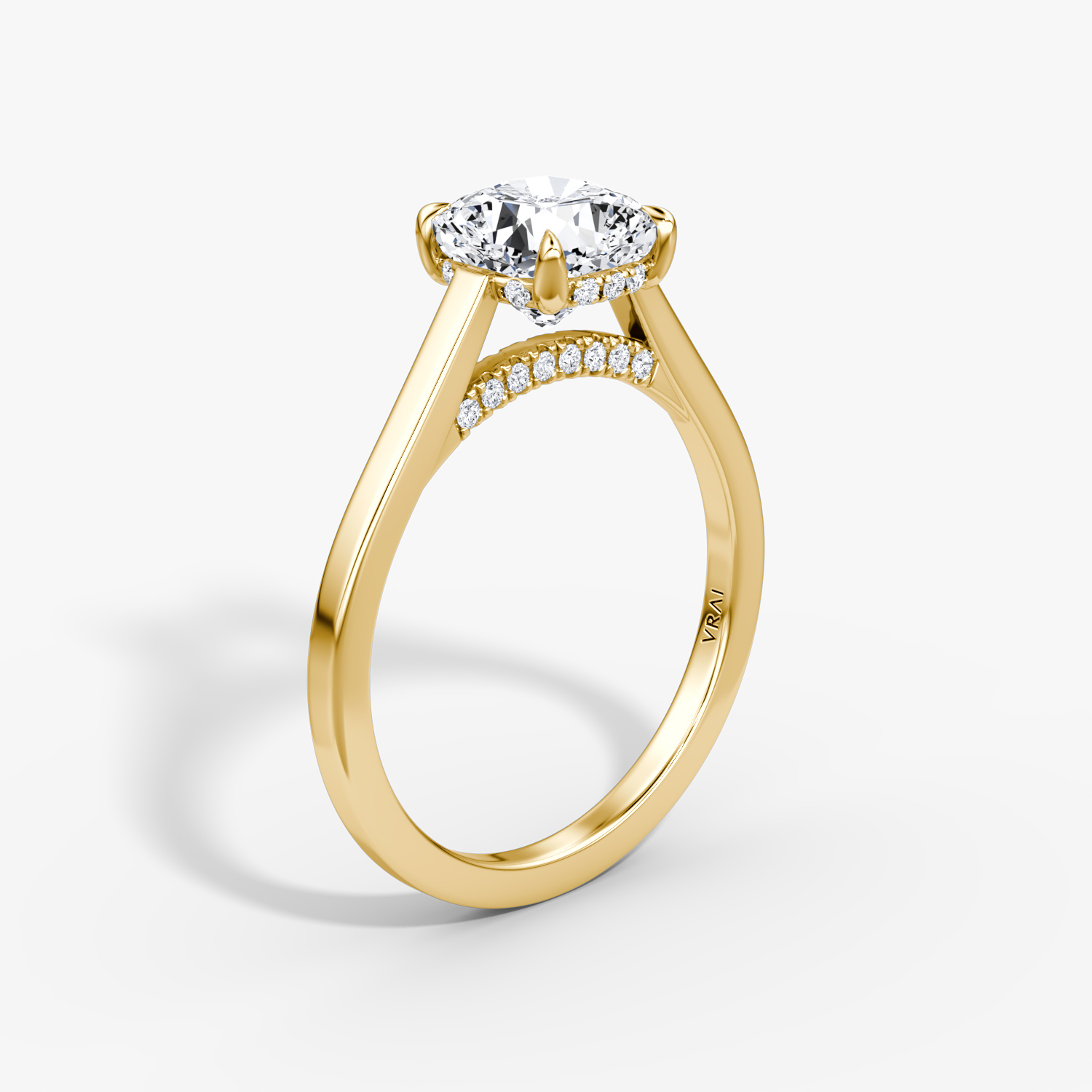 Pavé Bridge Cushion Engagement Ring | 18k Yellow Gold Pave