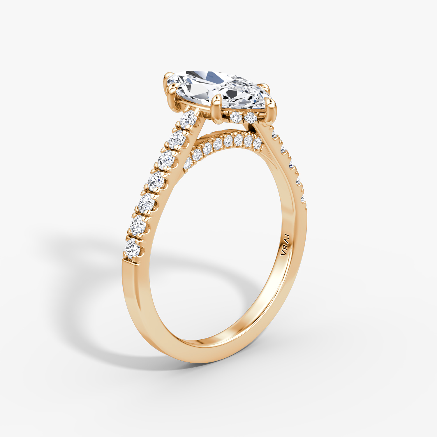 Pavé Bridge Marquise Engagement Ring | 14k Rose Gold Pave