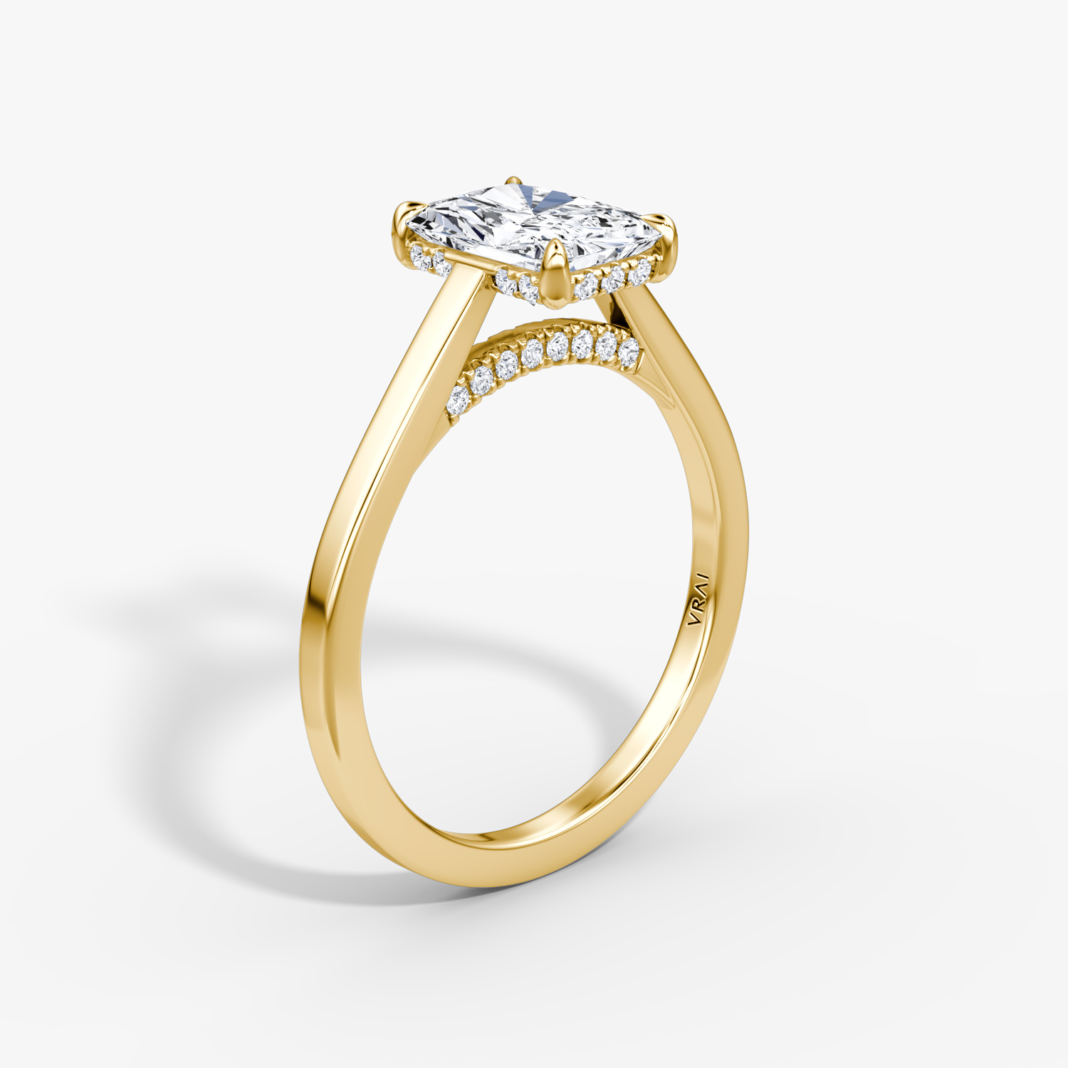 Pavé Bridge Radiant Engagement Ring | 18k Yellow Gold Pave