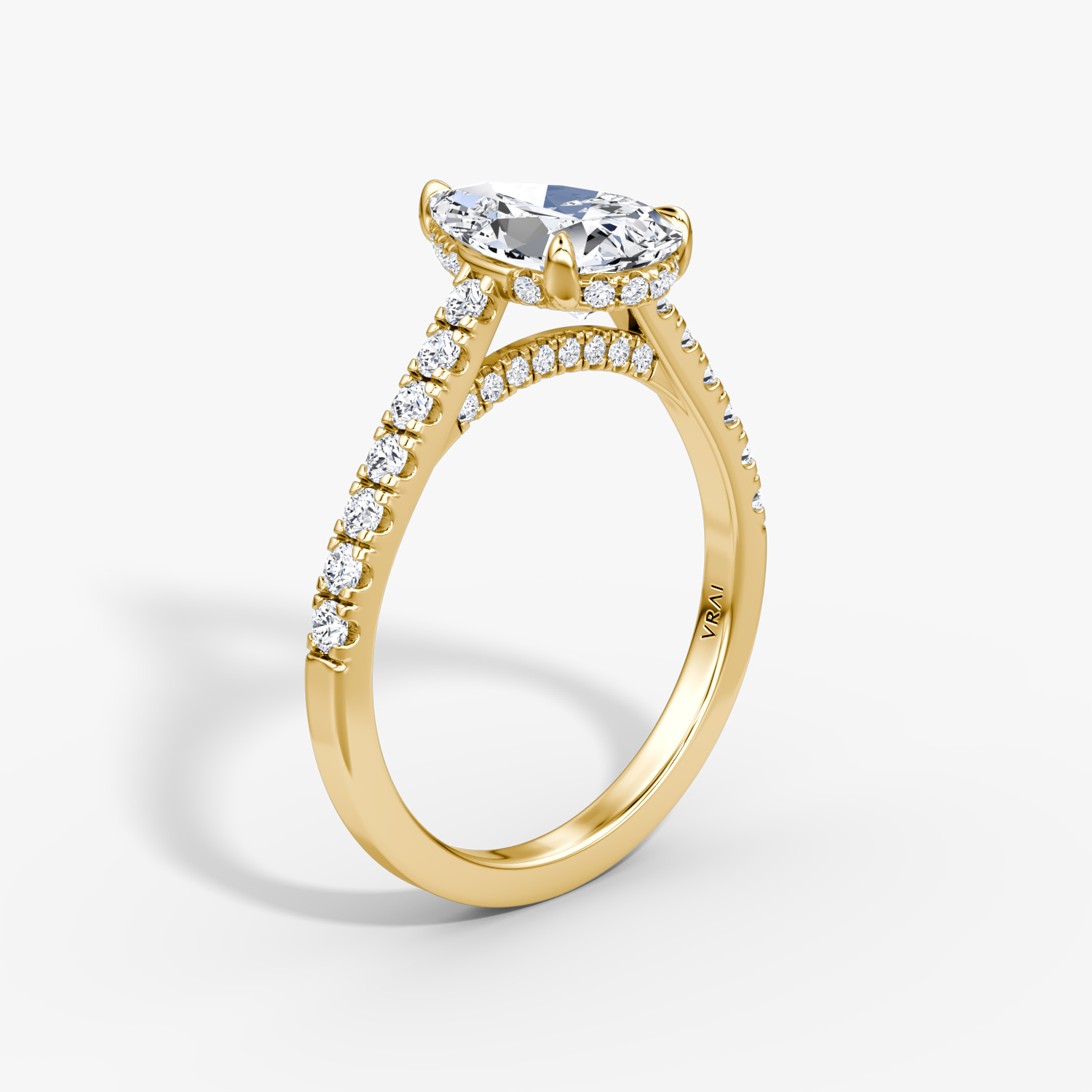 Pavé Bridge Pear Engagement Ring | 18k Yellow Gold Pave