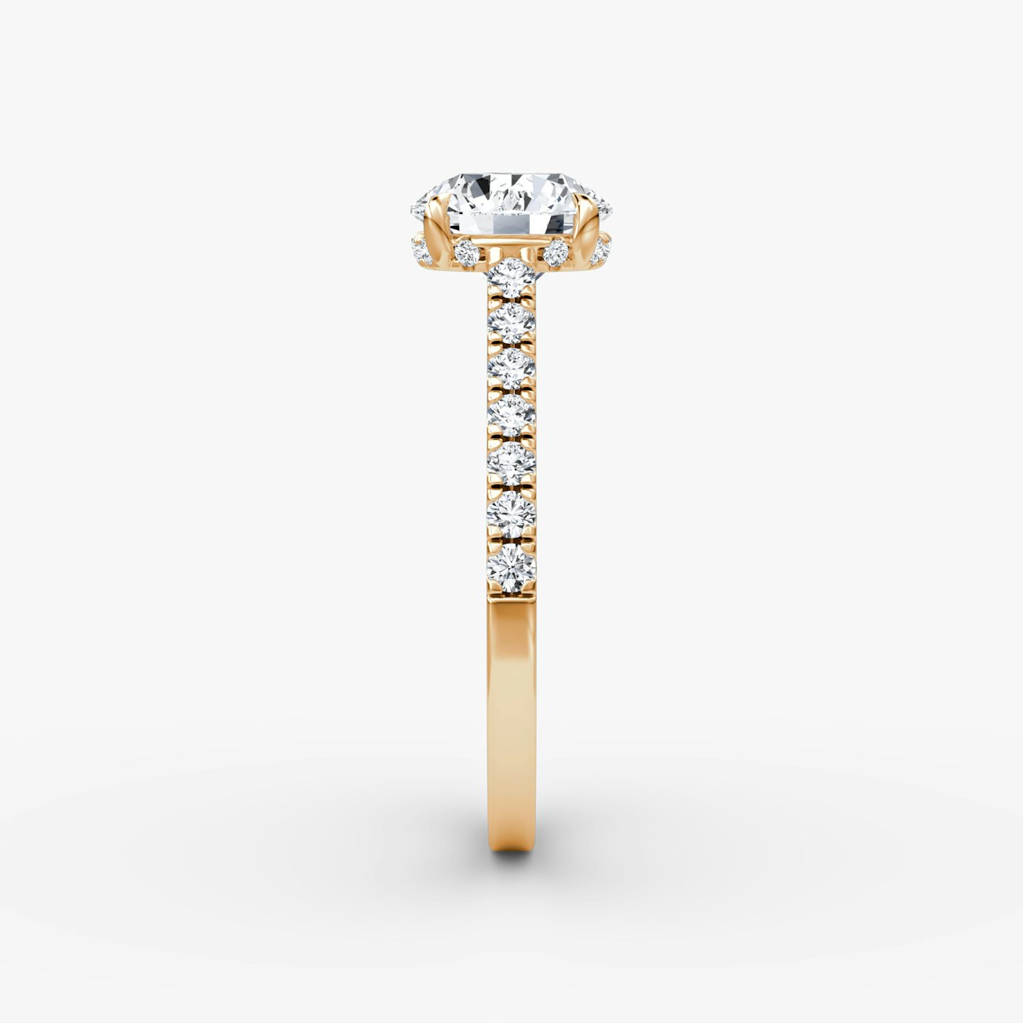 undefined | Round Brilliant | 14k | 14k Rose Gold | Band: Pavé | Carat weight: See full inventory | Diamond orientation: vertical