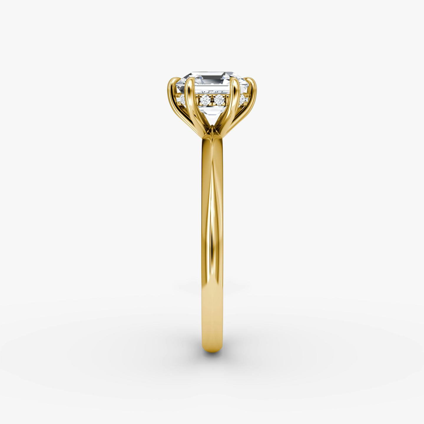 The Knife-Edge | Asscher | 18k | 18k Yellow Gold | Band: Plain | Setting style: Hidden Halo | Diamond orientation: vertical | Carat weight: See full inventory