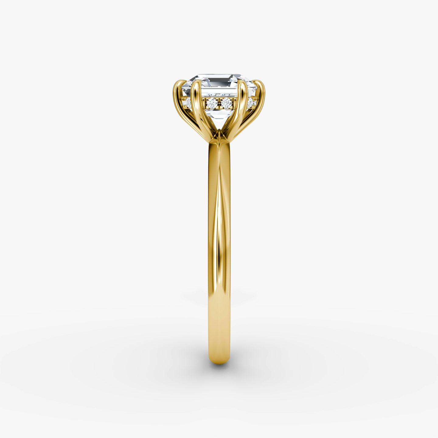 The Knife-Edge | Asscher | 18k | 18k Yellow Gold | Band: Plain | Setting style: Hidden Halo | Diamond orientation: vertical | Carat weight: See full inventory