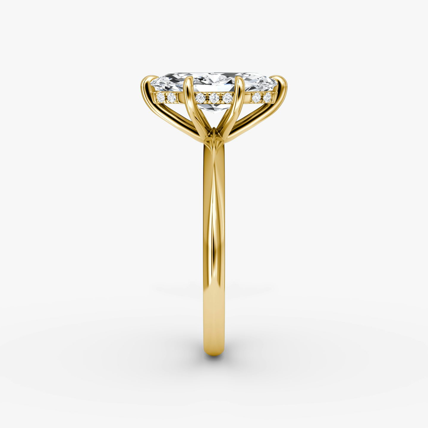 The Knife-Edge | Pavé Marquise | 18k | 18k Yellow Gold | Band: Plain | Setting style: Hidden Halo | Diamond orientation: vertical | Carat weight: See full inventory