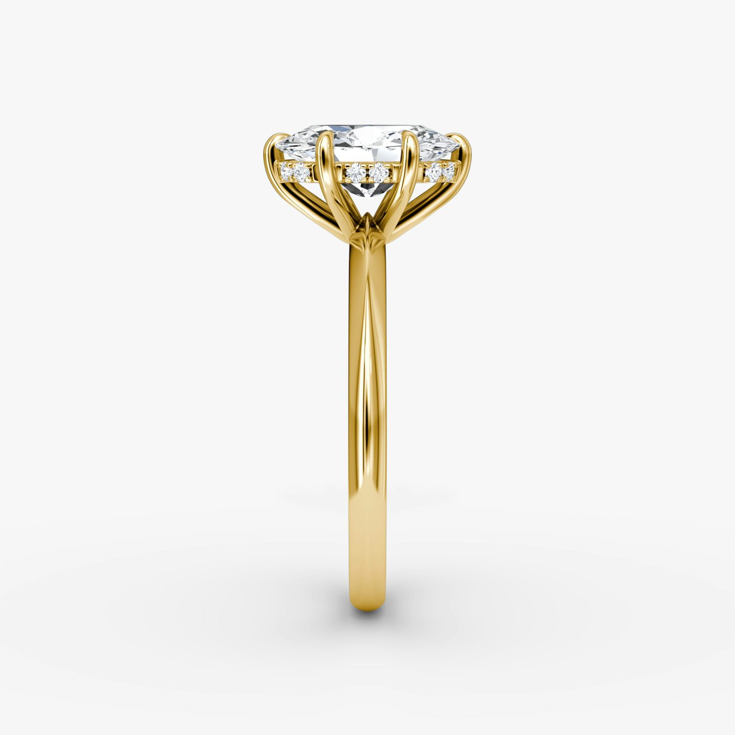 The Knife-Edge | Oval | 18k | 18k Yellow Gold | Band: Plain | Setting style: Hidden Halo | Diamond orientation: vertical | Carat weight: See full inventory