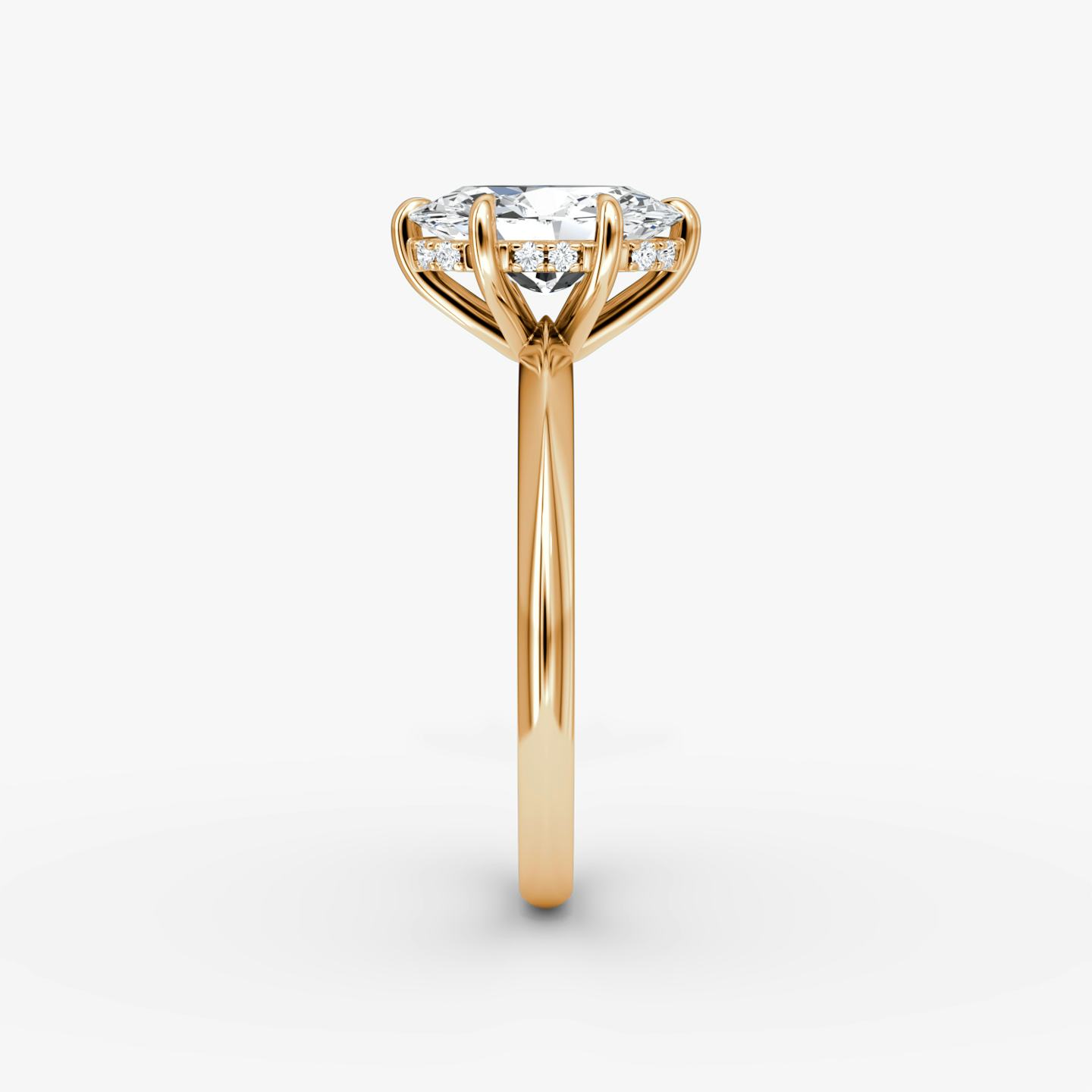 The Knife-Edge | Oval | 14k | 14k Rose Gold | Band: Plain | Setting style: Hidden Halo | Diamond orientation: vertical | Carat weight: See full inventory