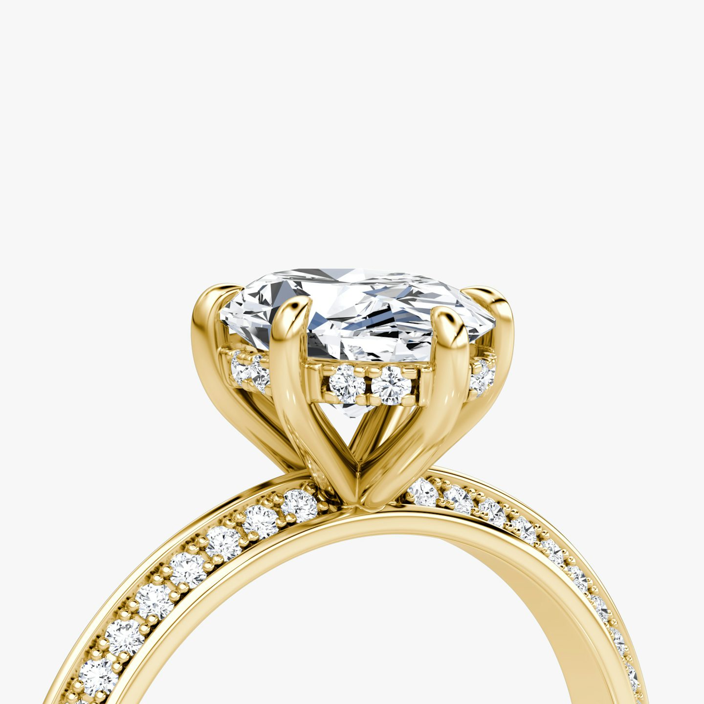 The Knife-Edge | Oval | 18k | 18k Yellow Gold | Band: Pavé | Setting style: Hidden Halo | Diamond orientation: vertical | Carat weight: See full inventory