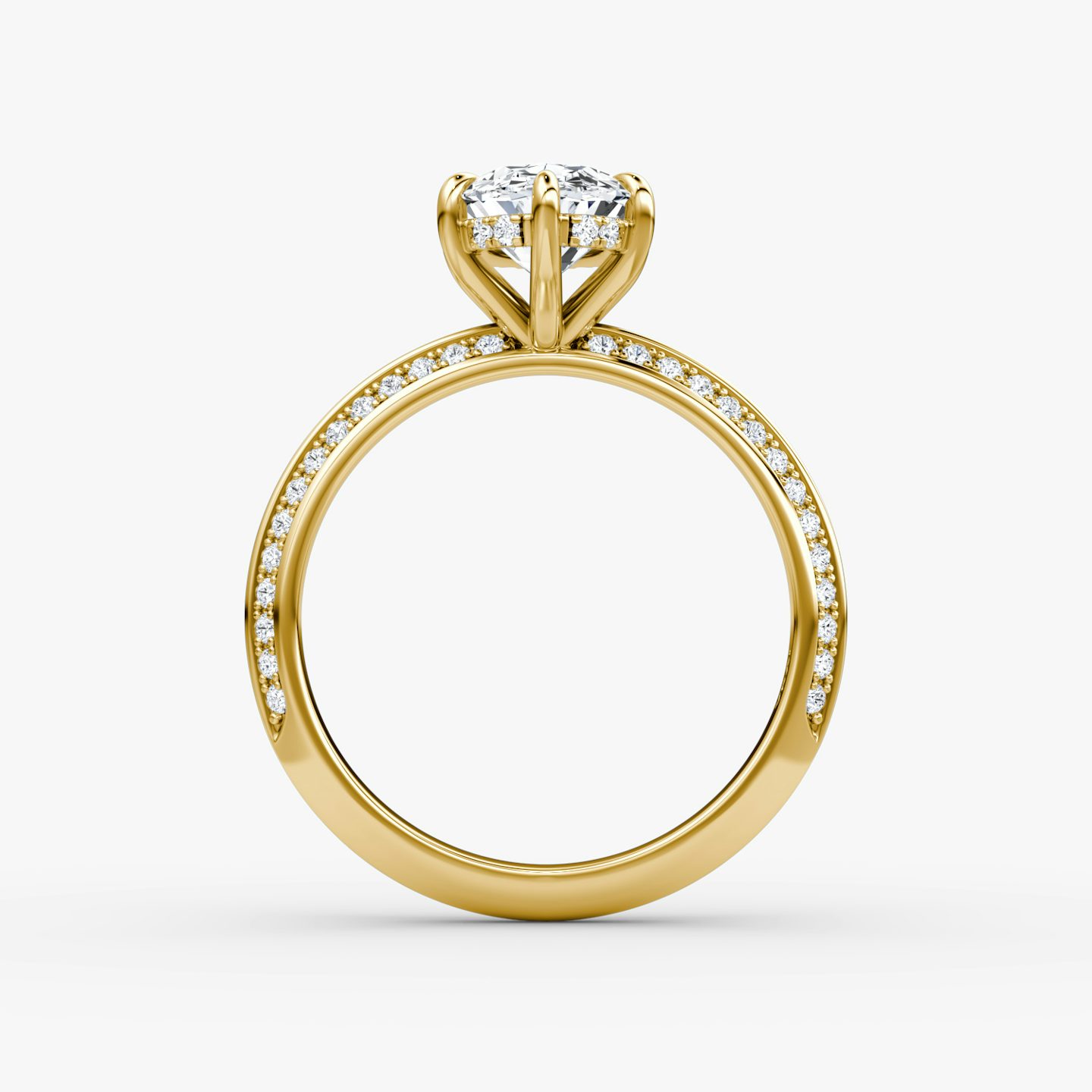 The Knife-Edge | Oval | 18k | 18k Yellow Gold | Band: Pavé | Setting style: Hidden Halo | Diamond orientation: vertical | Carat weight: See full inventory