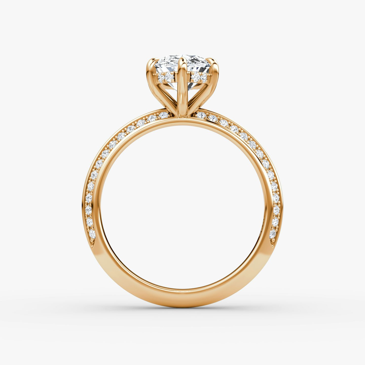 The Knife-Edge | Oval | 14k | 14k Rose Gold | Band: Pavé | Setting style: Hidden Halo | Diamond orientation: vertical | Carat weight: See full inventory