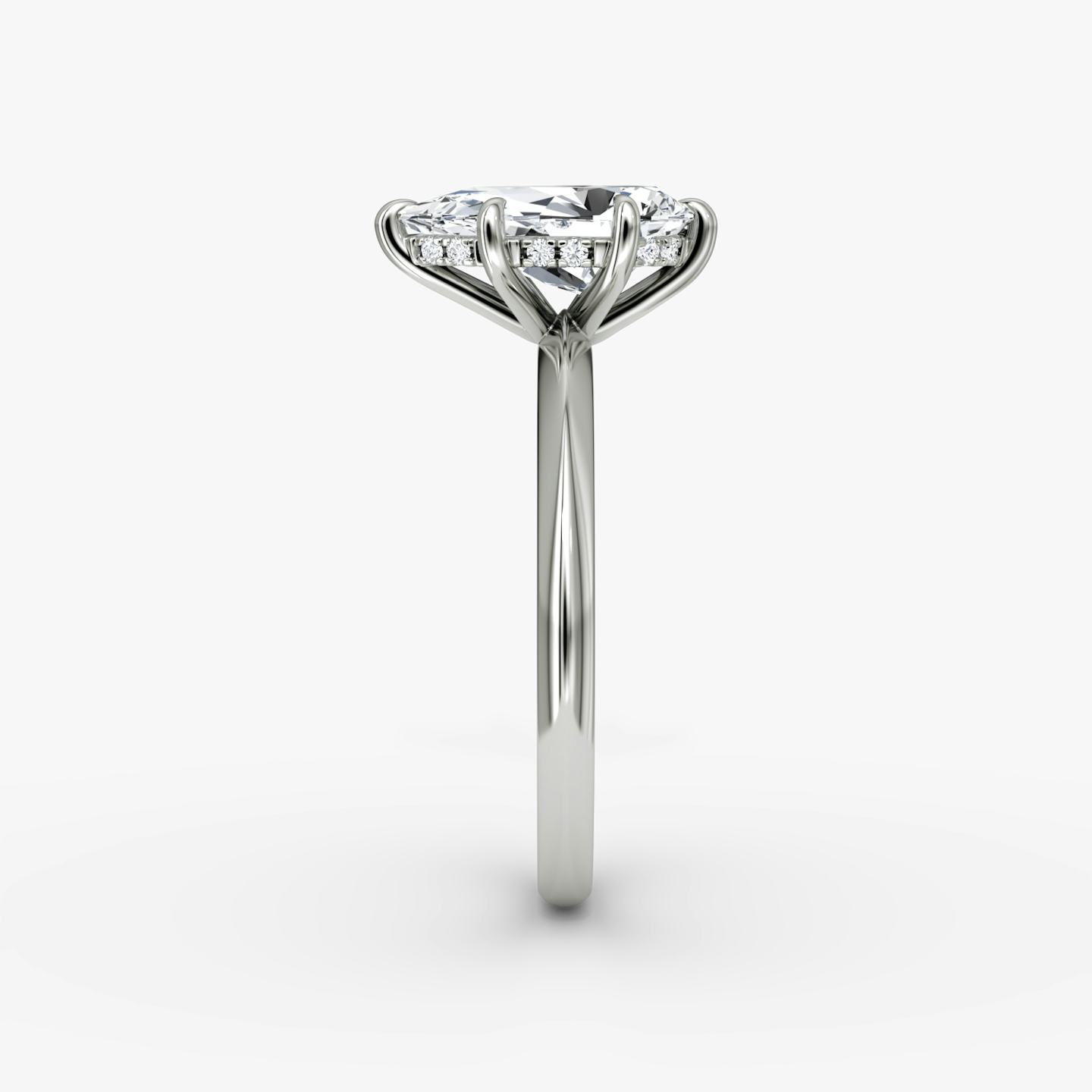 The Knife-Edge | Pear | 18k | 18k White Gold | Band: Plain | Setting style: Hidden Halo | Diamond orientation: vertical | Carat weight: See full inventory