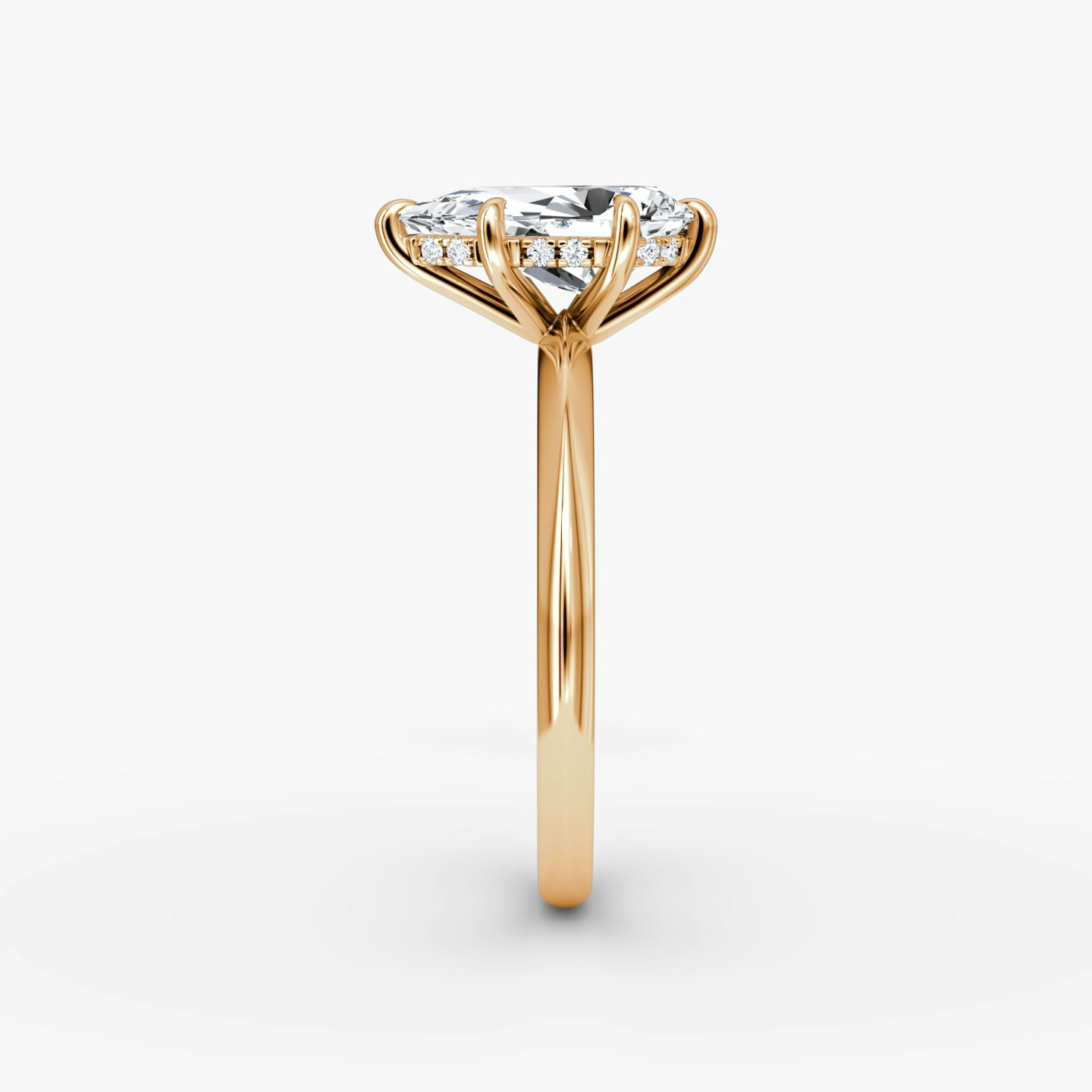 The Knife-Edge | Pear | 14k | 14k Rose Gold | Band: Plain | Setting style: Hidden Halo | Diamond orientation: vertical | Carat weight: See full inventory
