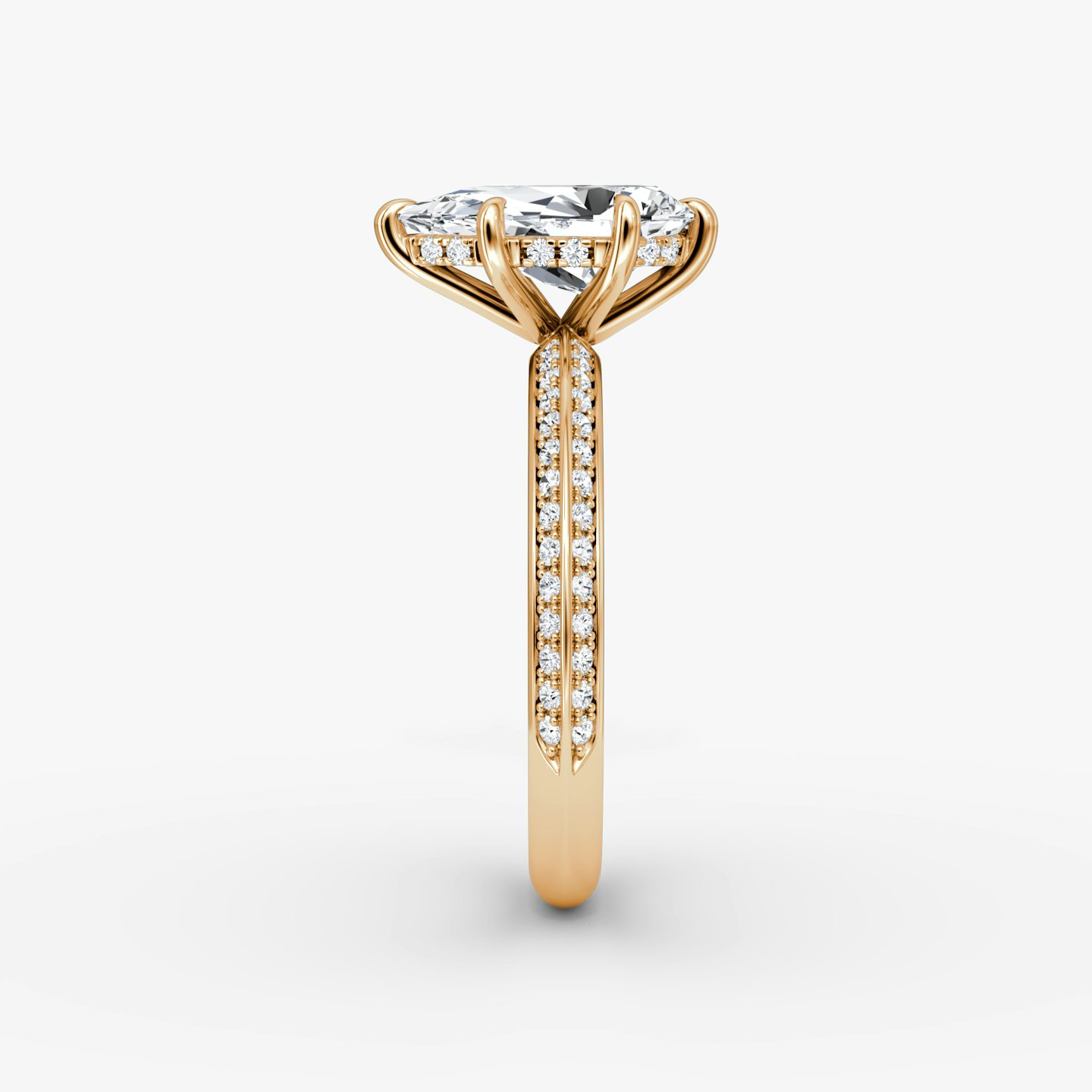 The Knife-Edge | Pear | 14k | 14k Rose Gold | Band: Pavé | Setting style: Hidden Halo | Diamond orientation: vertical | Carat weight: See full inventory